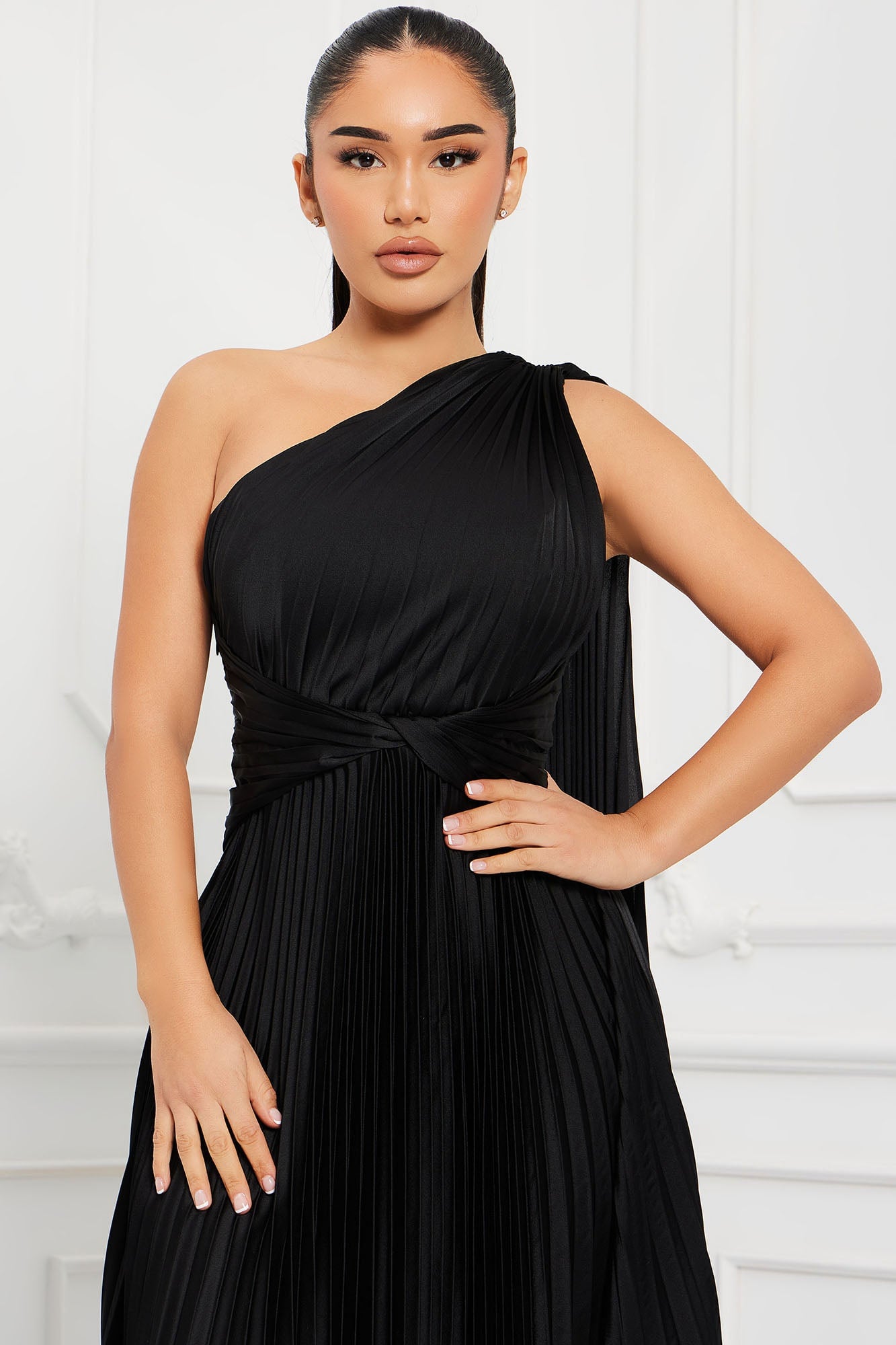 Athena Pleated Maxi Dress - Black image 5