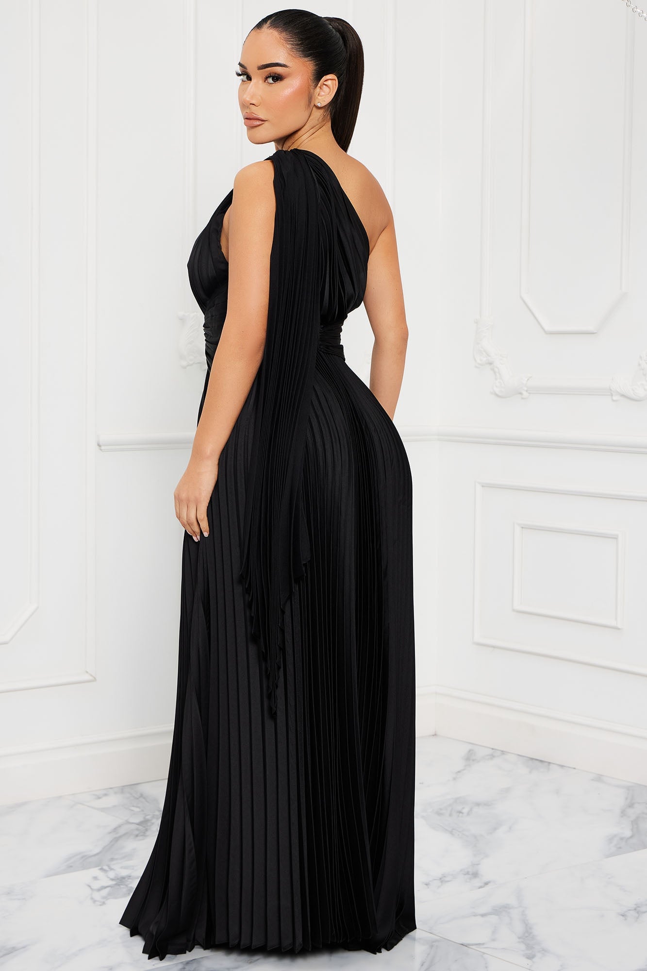 Athena Pleated Maxi Dress - Black image 6
