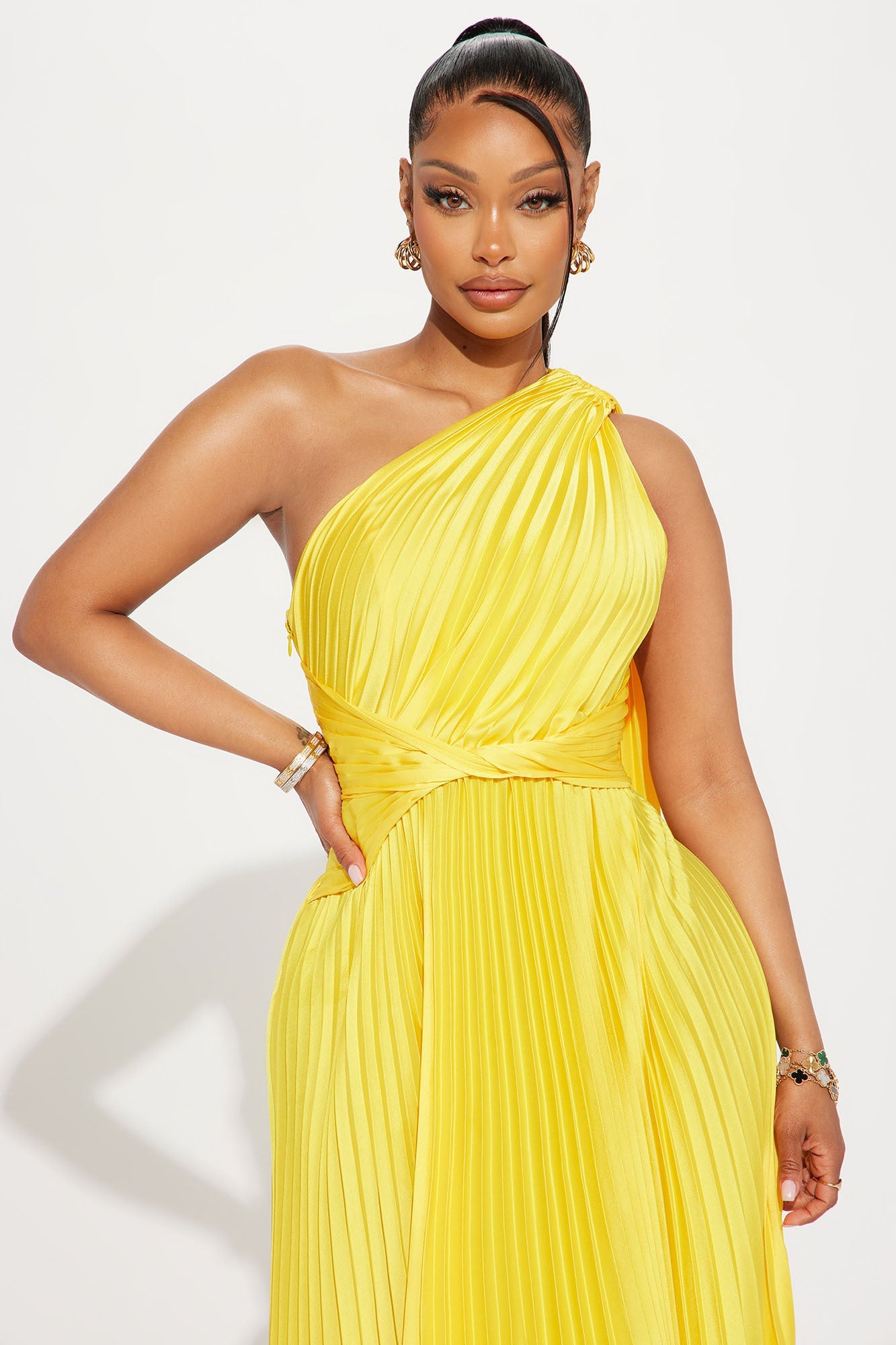 Athena Pleated Maxi Dress - Yellow image 5