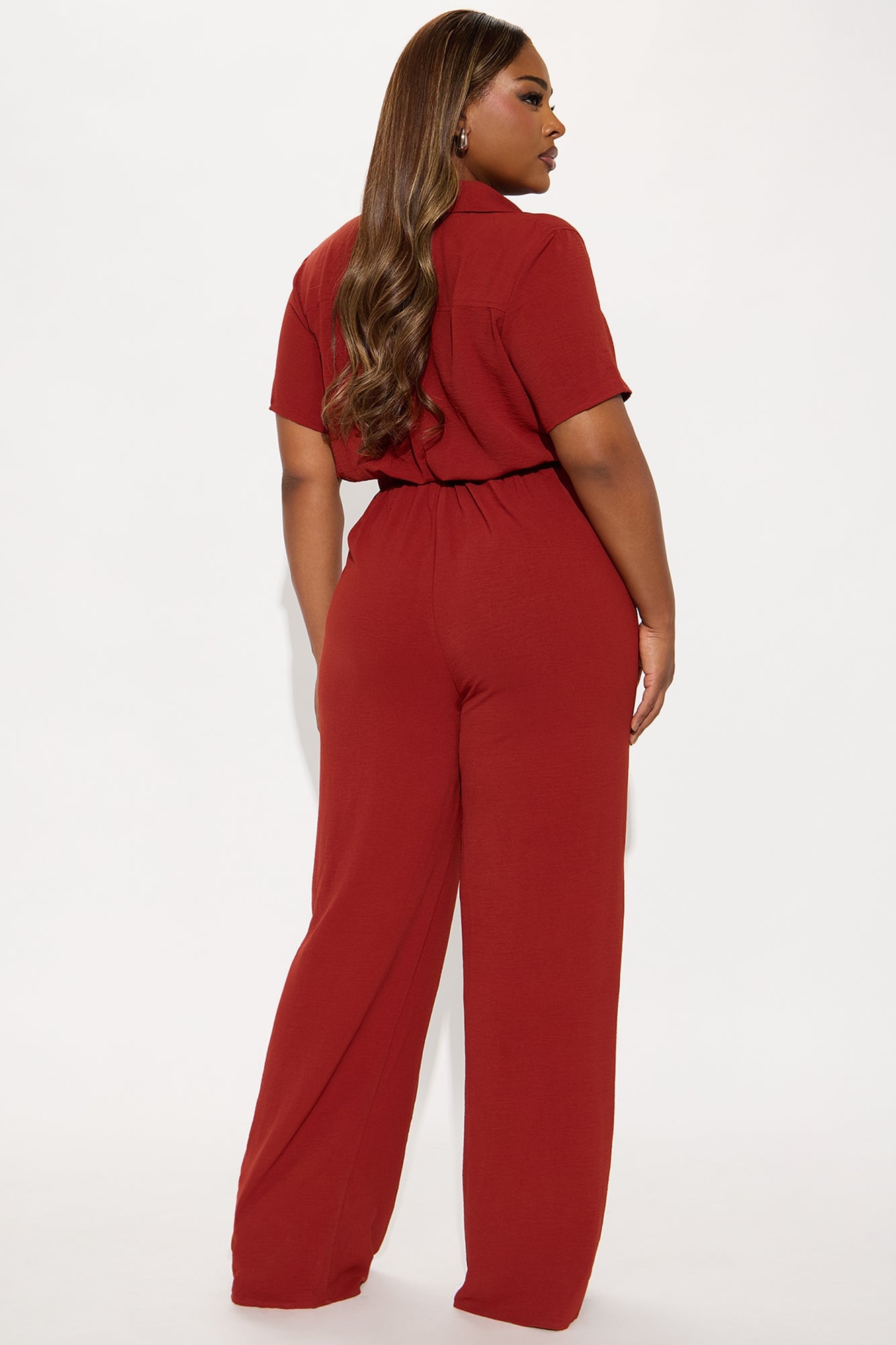 Makenzie Short Sleeve Jumpsuit - Rust image 3