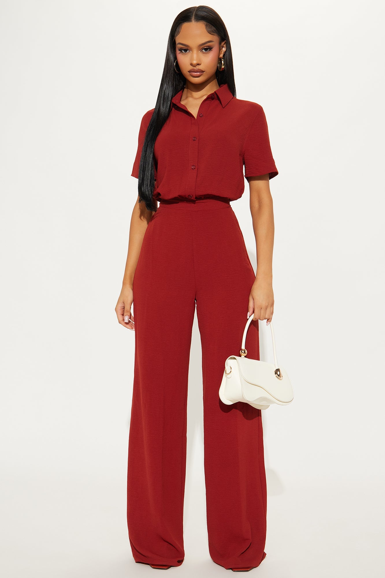 Makenzie Short Sleeve Jumpsuit - Rust image 4