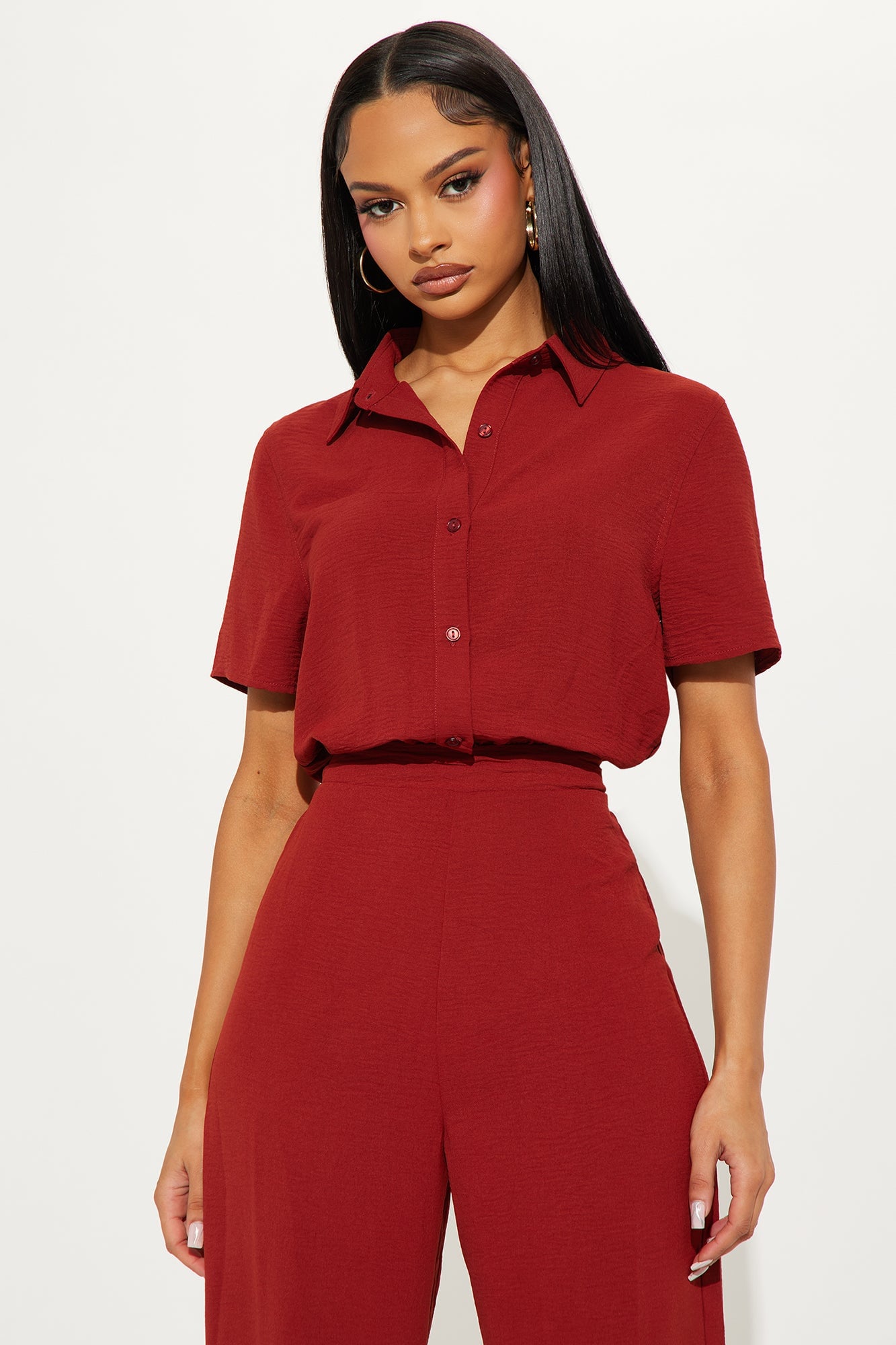Makenzie Short Sleeve Jumpsuit - Rust image 5
