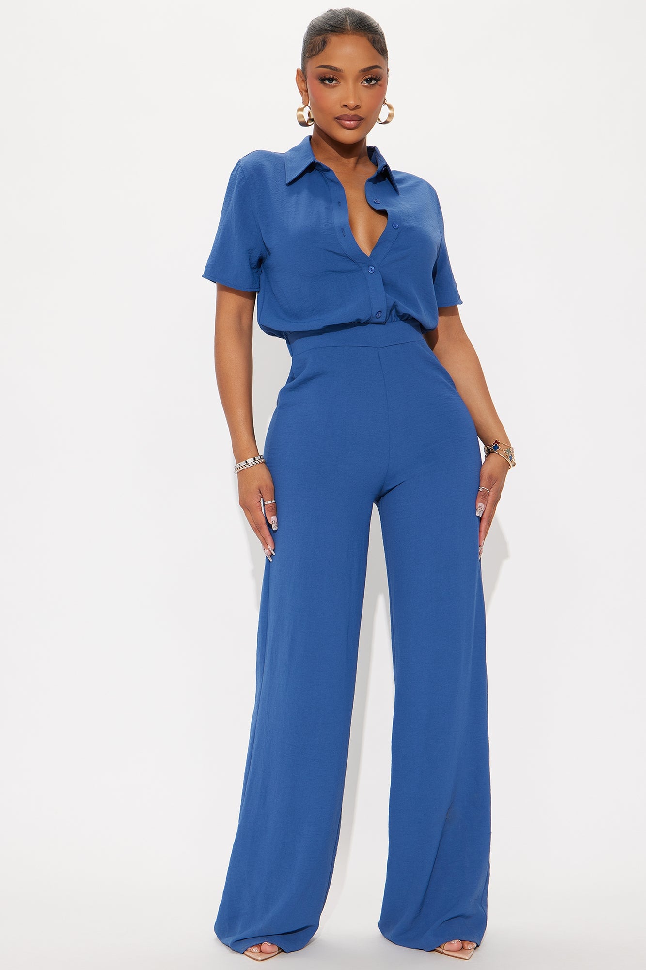 Makenzie Short Sleeve Jumpsuit - SlateBlue image 4
