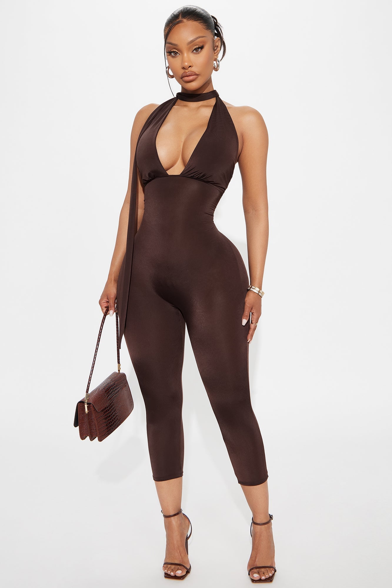 Arlene Capri Jumpsuit - Brown image 5