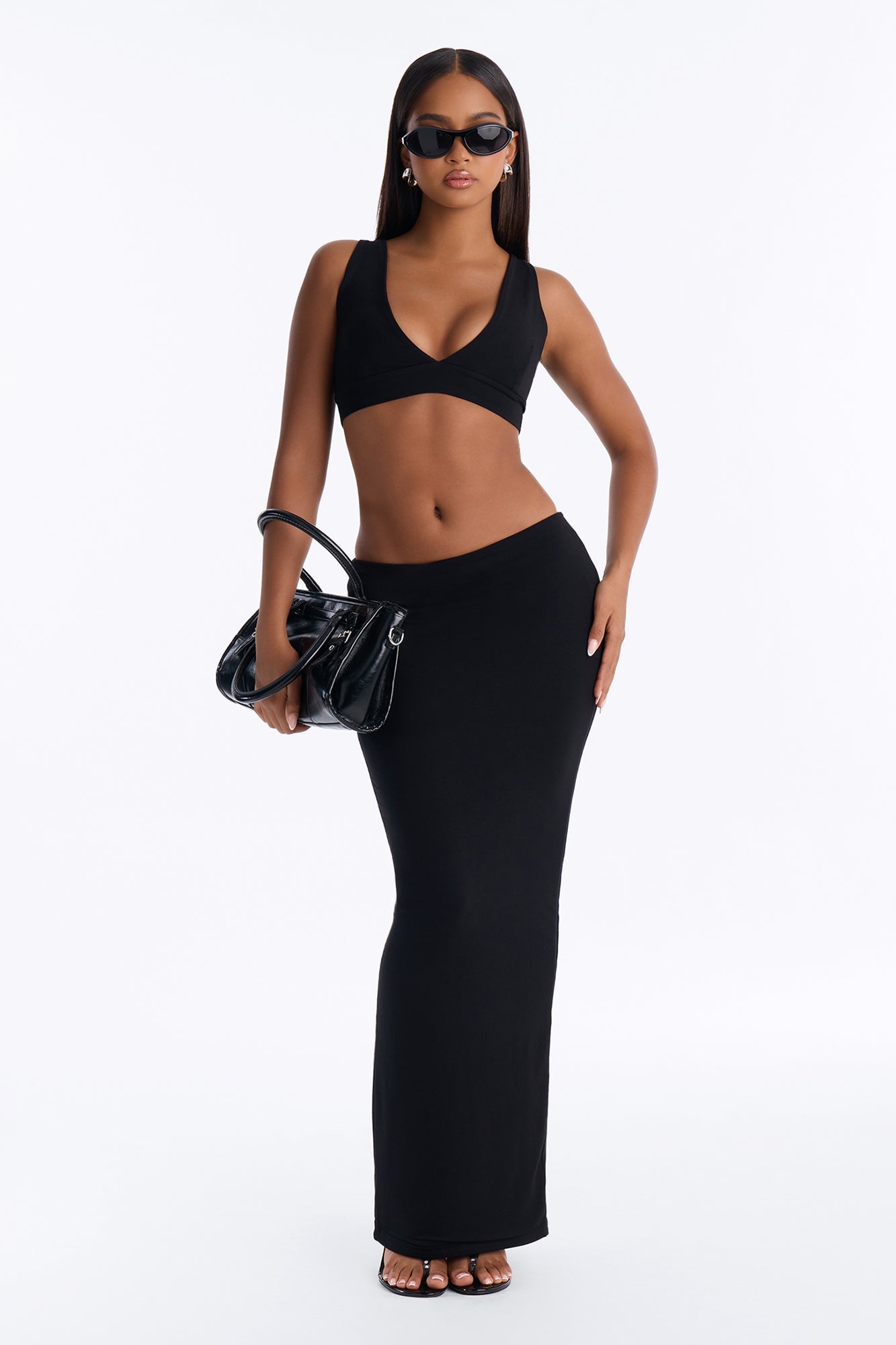 Kristin Premium Modal Maxi Skirt Set - Black image 1