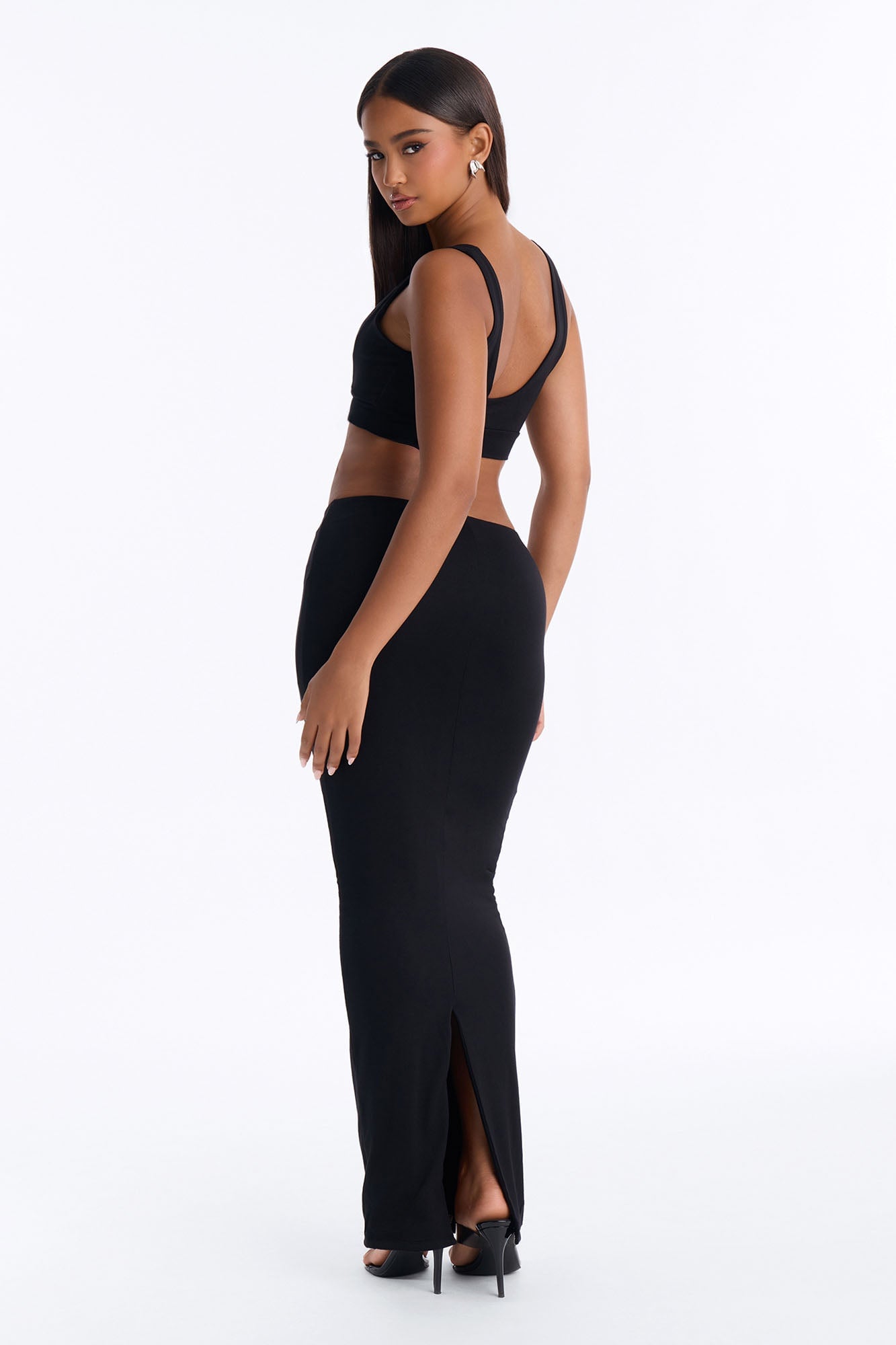 Kristin Premium Modal Maxi Skirt Set - Black image 4