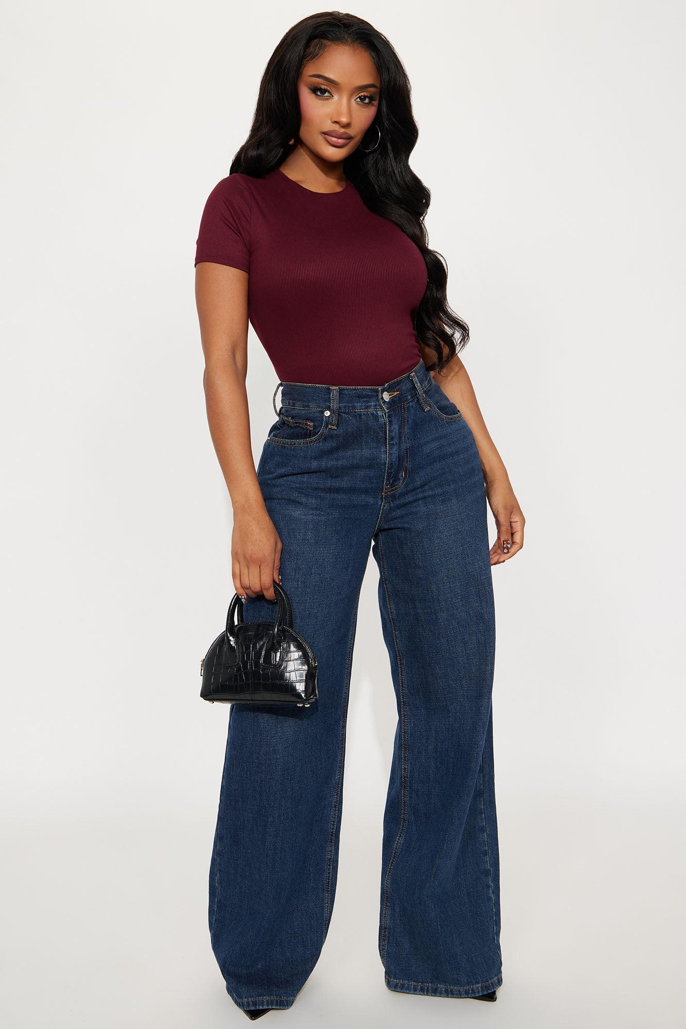 Chloe Crew Neck Short Sleeve Tee - Burgundy image 5