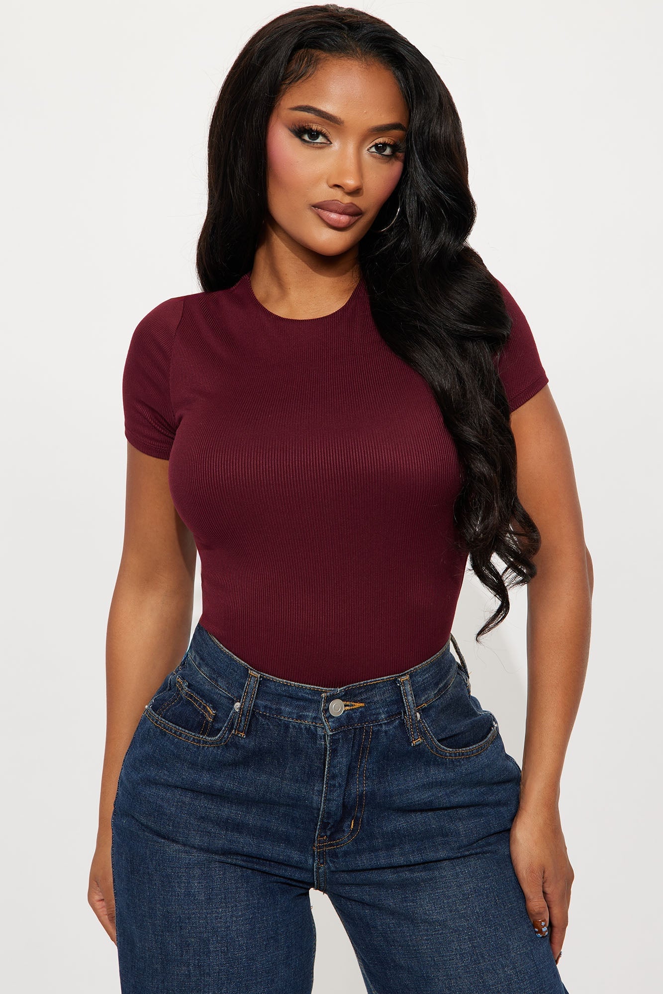 Chloe Crew Neck Short Sleeve Tee - Burgundy image 4