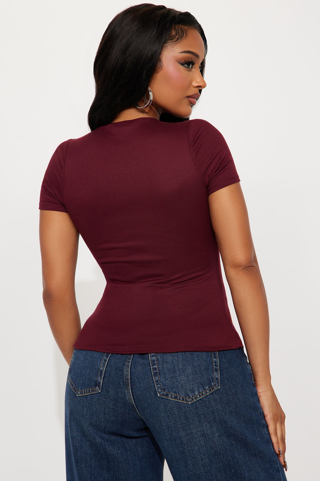 Chloe Crew Neck Short Sleeve Tee - Burgundy image 6