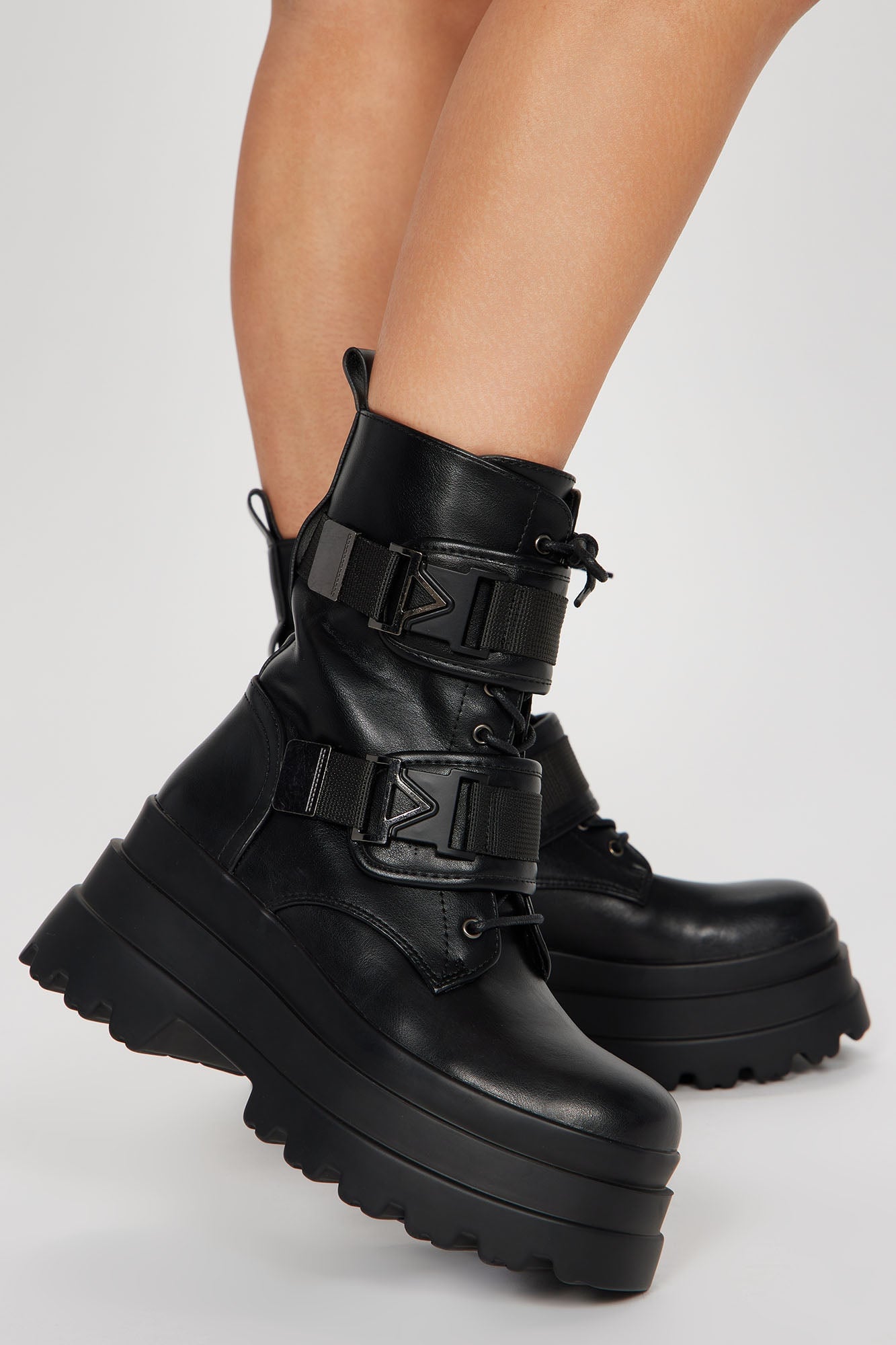 Most Daring Platform Combat Boots - Black image 3