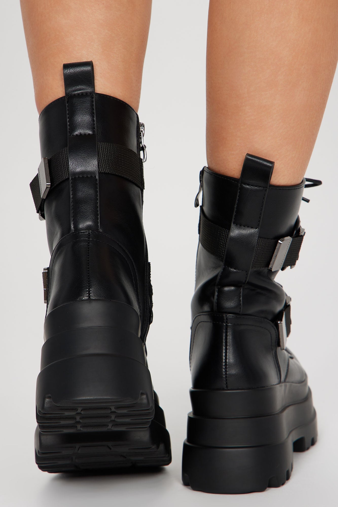 Most Daring Platform Combat Boots - Black image 4