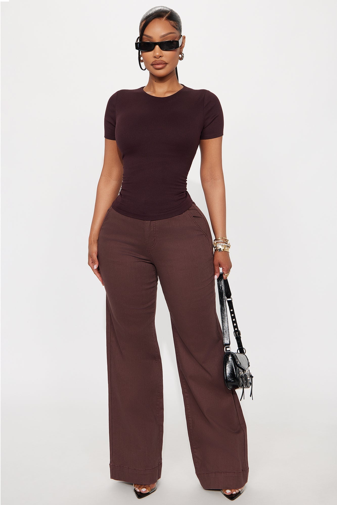 Chloe Crew Neck Short Sleeve Tee - Bark Brown image 5