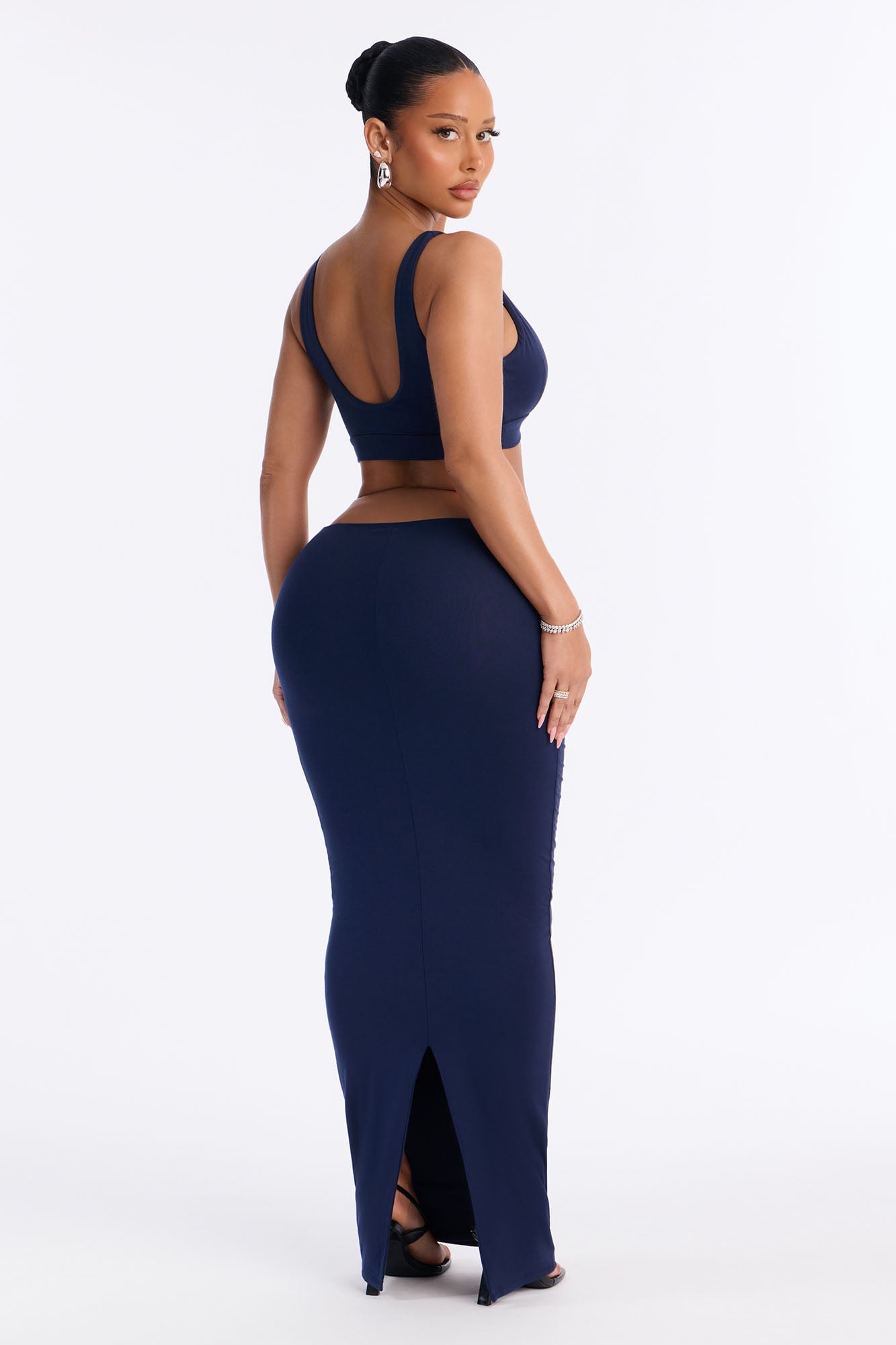 Kristin Premium Modal Maxi Skirt Set - Navy image 4