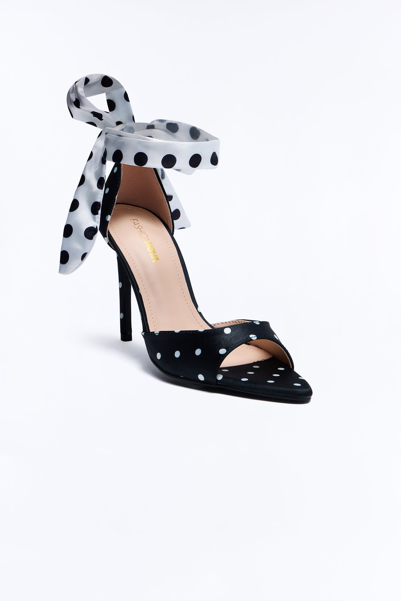 Lunetta Satin Polka Dot Heels - Black/White image 3