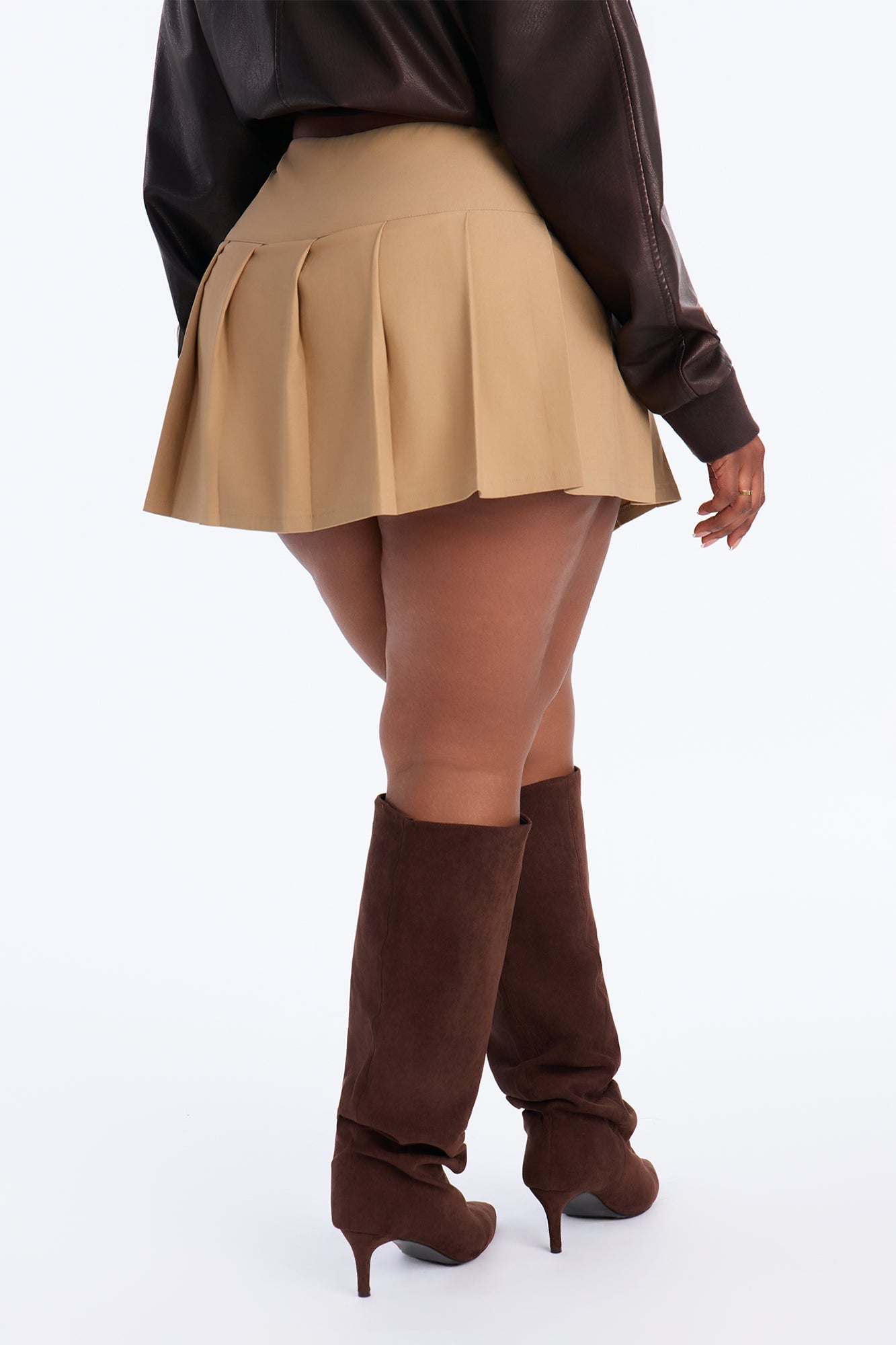 Good Days Pleated Slit Skort - Khaki image 4