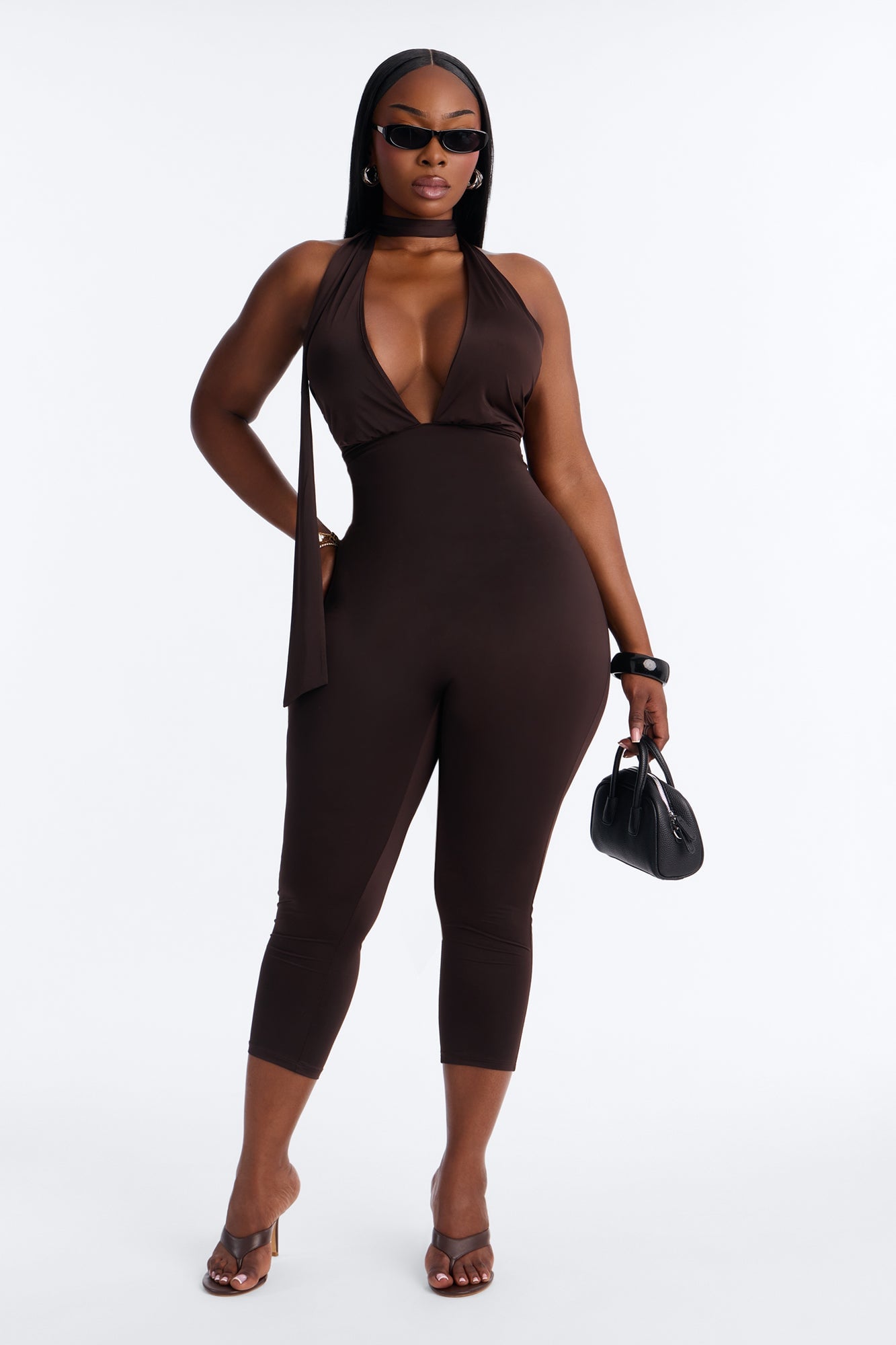 Arlene Capri Jumpsuit - Brown image 1