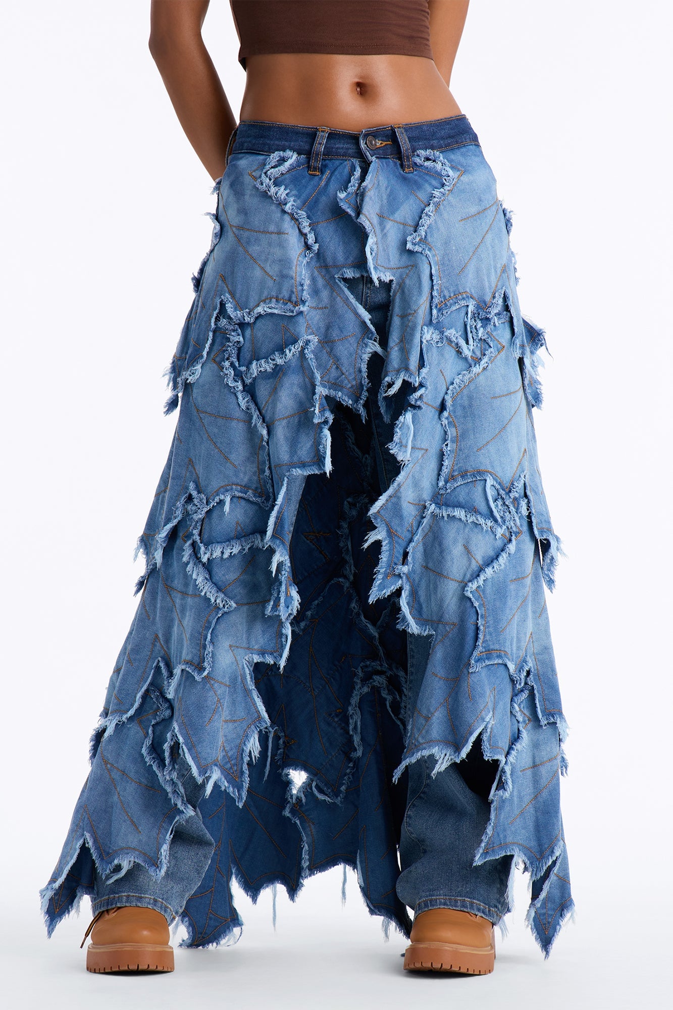 La Promenade Straight Leg Overlay Jeans - Medium Wash image 1
