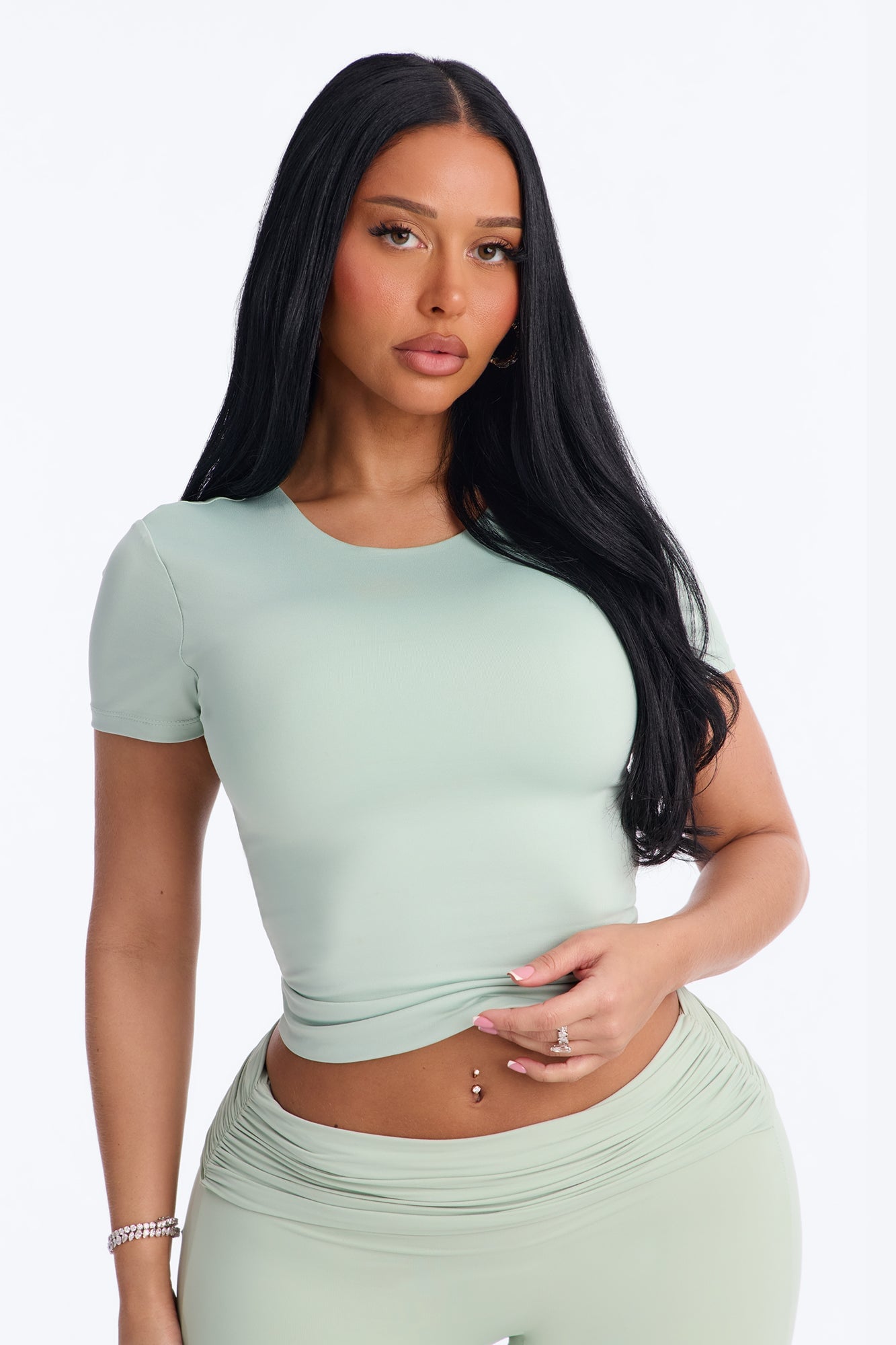 Contour Double Lined Short Sleeve Baby Tee - Mint image 5