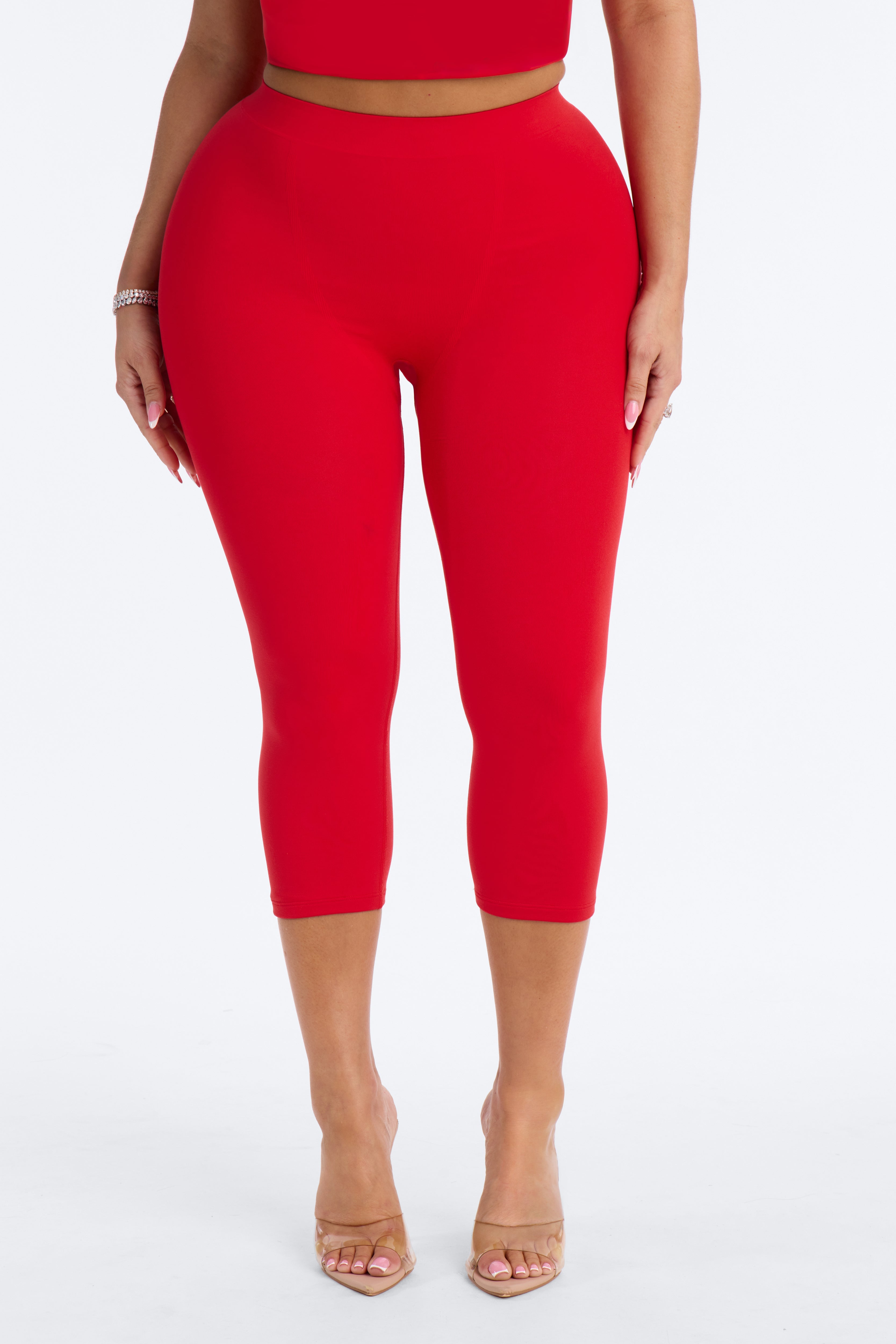Seamless Smooth Double Lined Capri Pant - DarkRed image 6