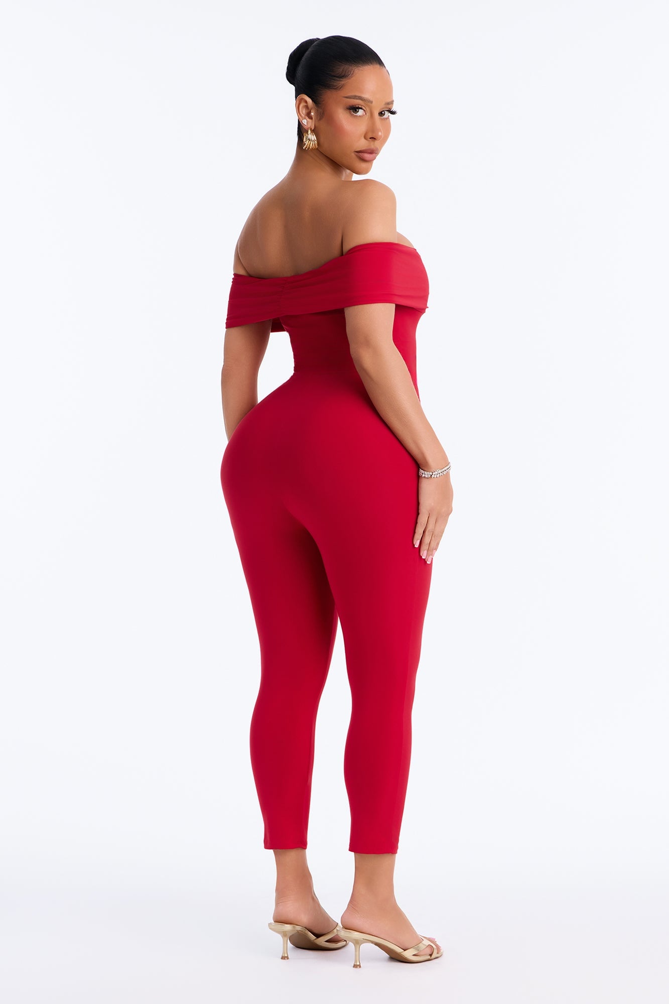Pauly Off Shoulder Capri Jumpsuit - Red image 4