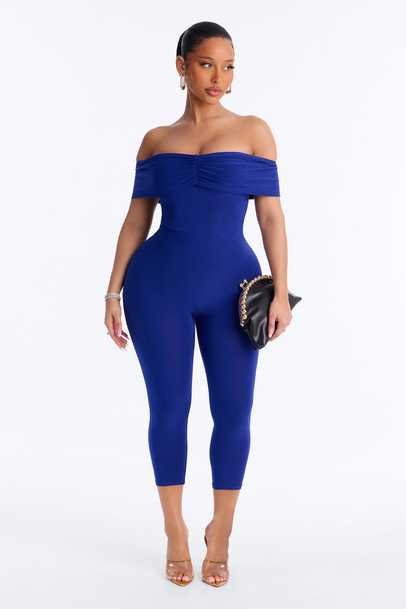 Pauly Off Shoulder Capri Jumpsuit - Royal image 1