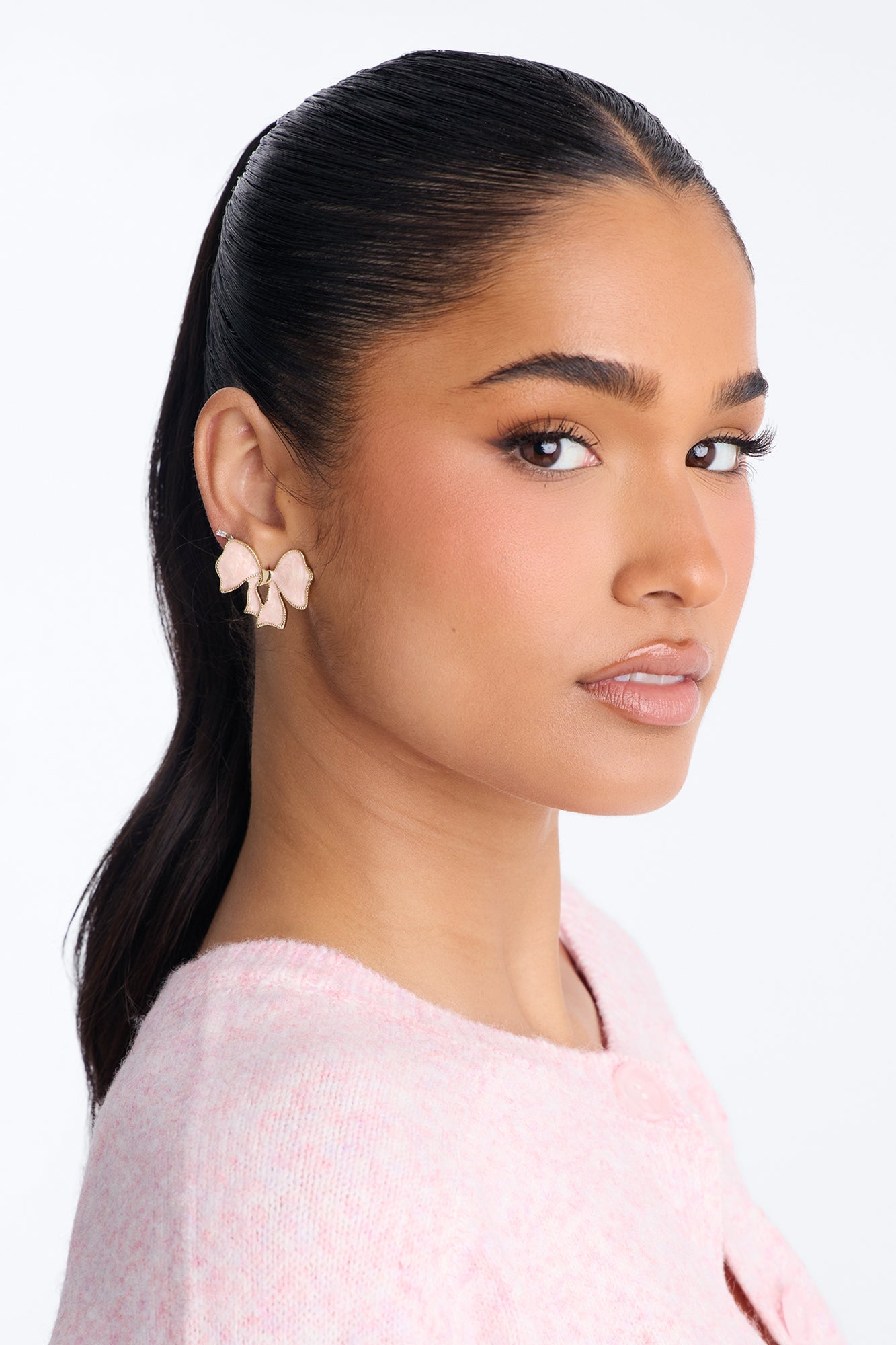 Prettiest Bow Drop Earrings - Pink image 1
