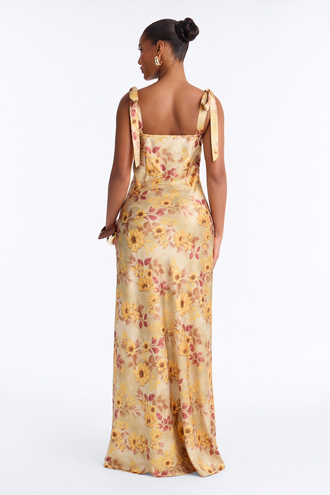Ella Satin Floral Maxi Dress - Yellow/combo image 4