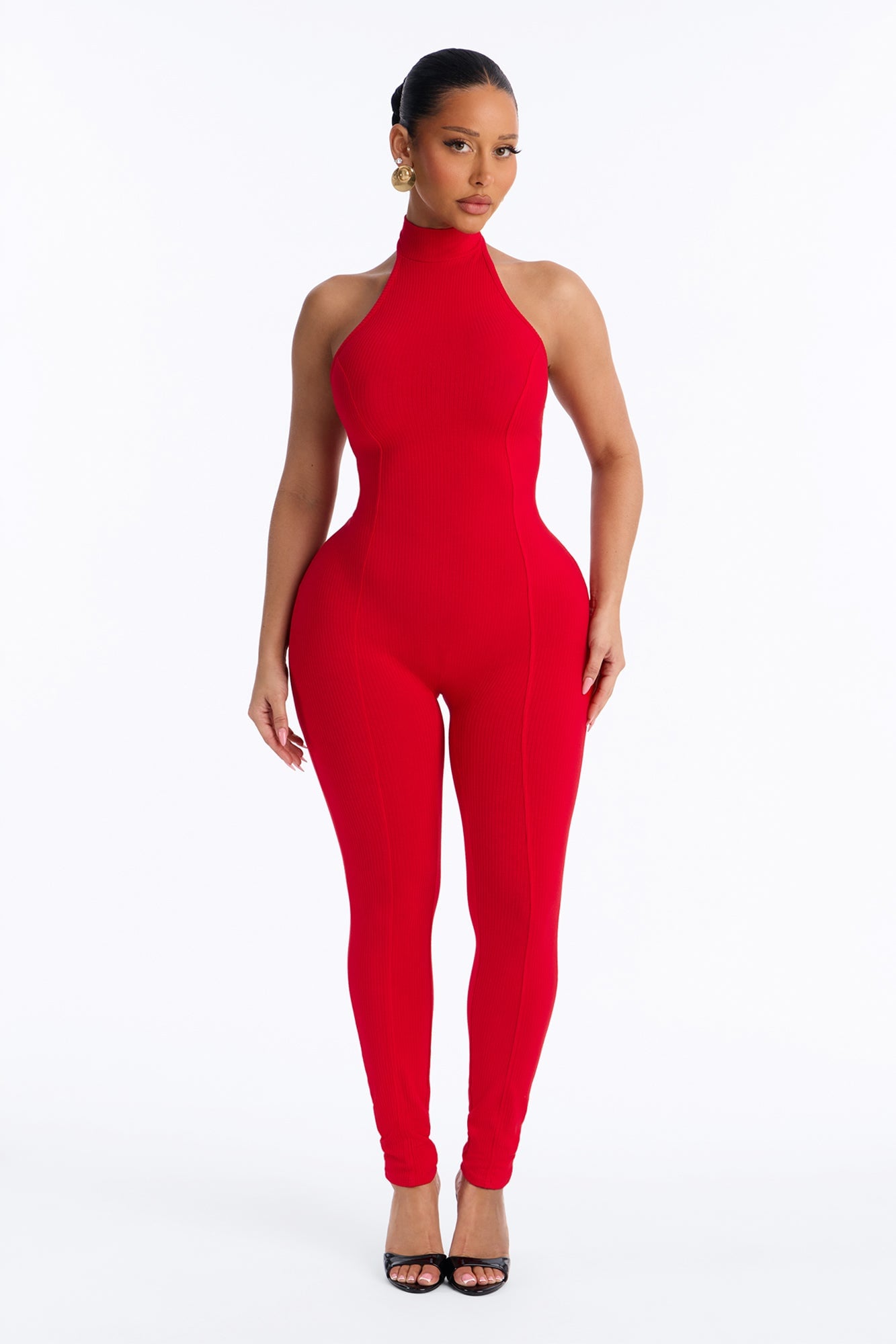 Rubi Ribbed Jumpsuit - Red image 1