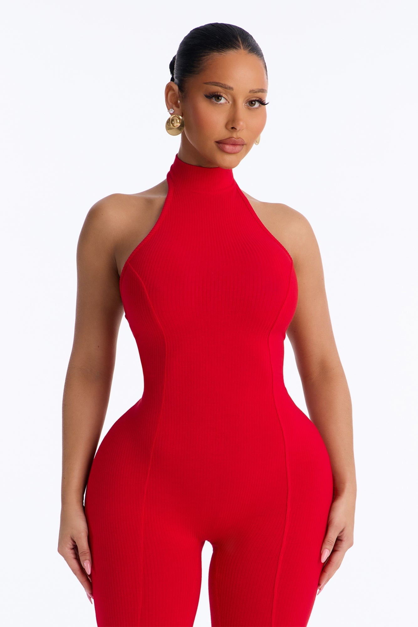 Rubi Ribbed Jumpsuit - Red image 2
