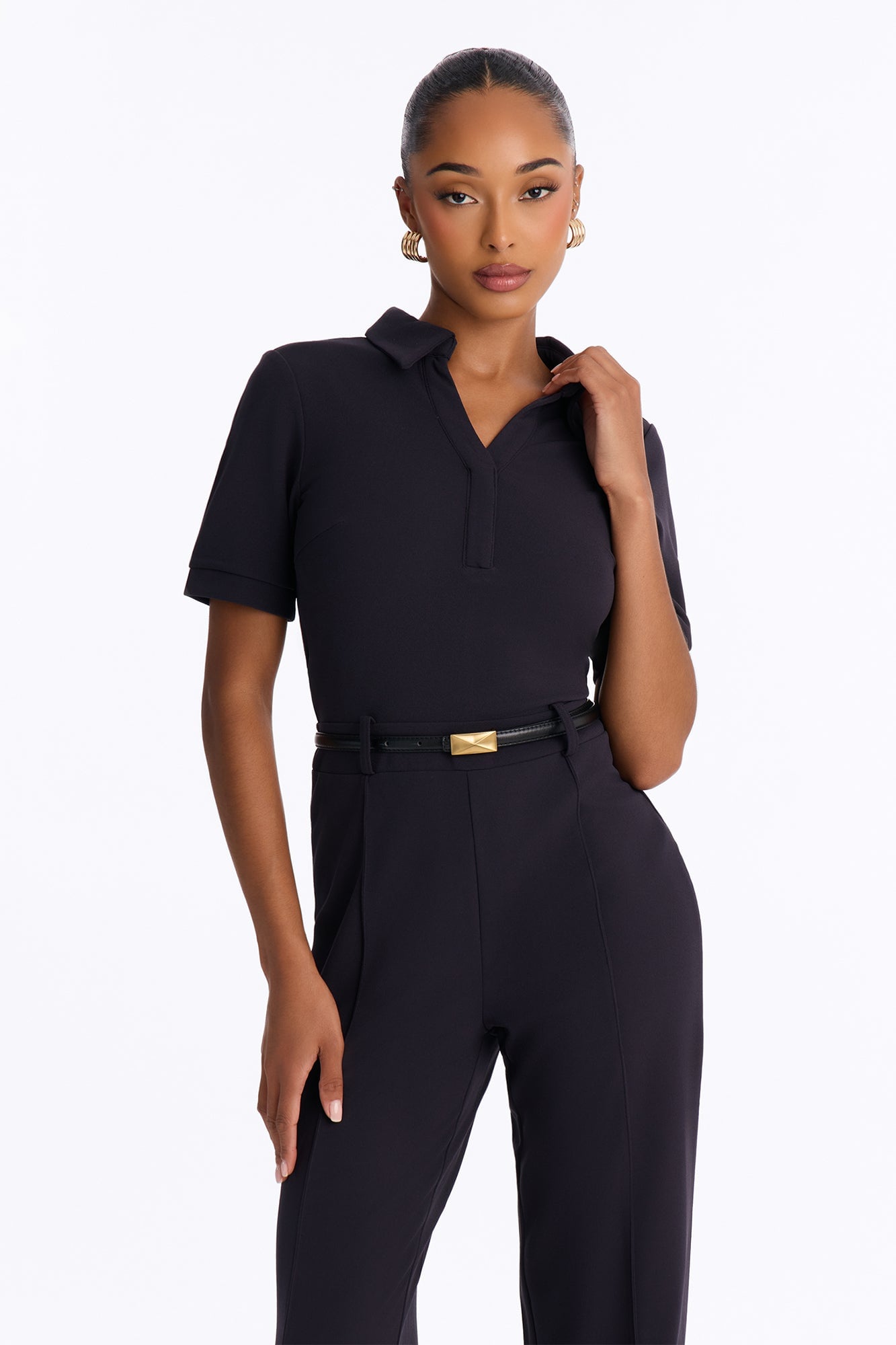 Angelique Belted Wide Leg Jumpsuit - Charcoal/combo image 6