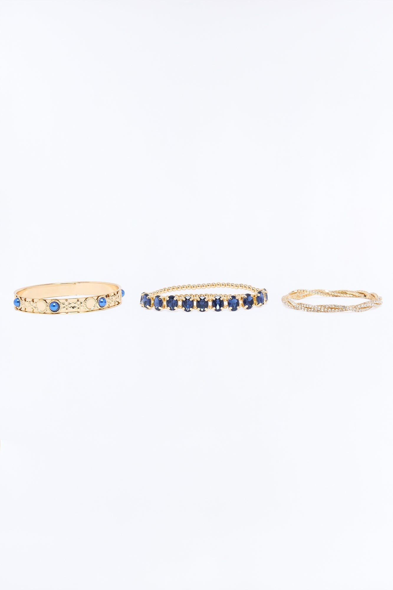 Seraphina 3 Piece Bracelet Set - Gold/Blue image 3