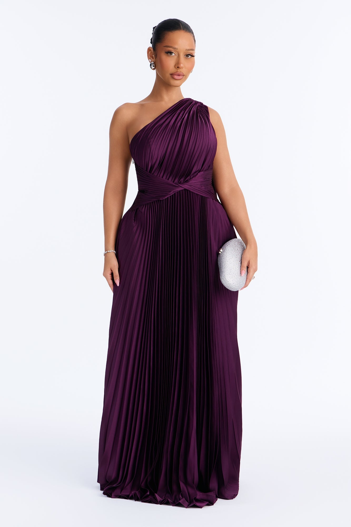Athena Pleated Maxi Dress - Plum image 4