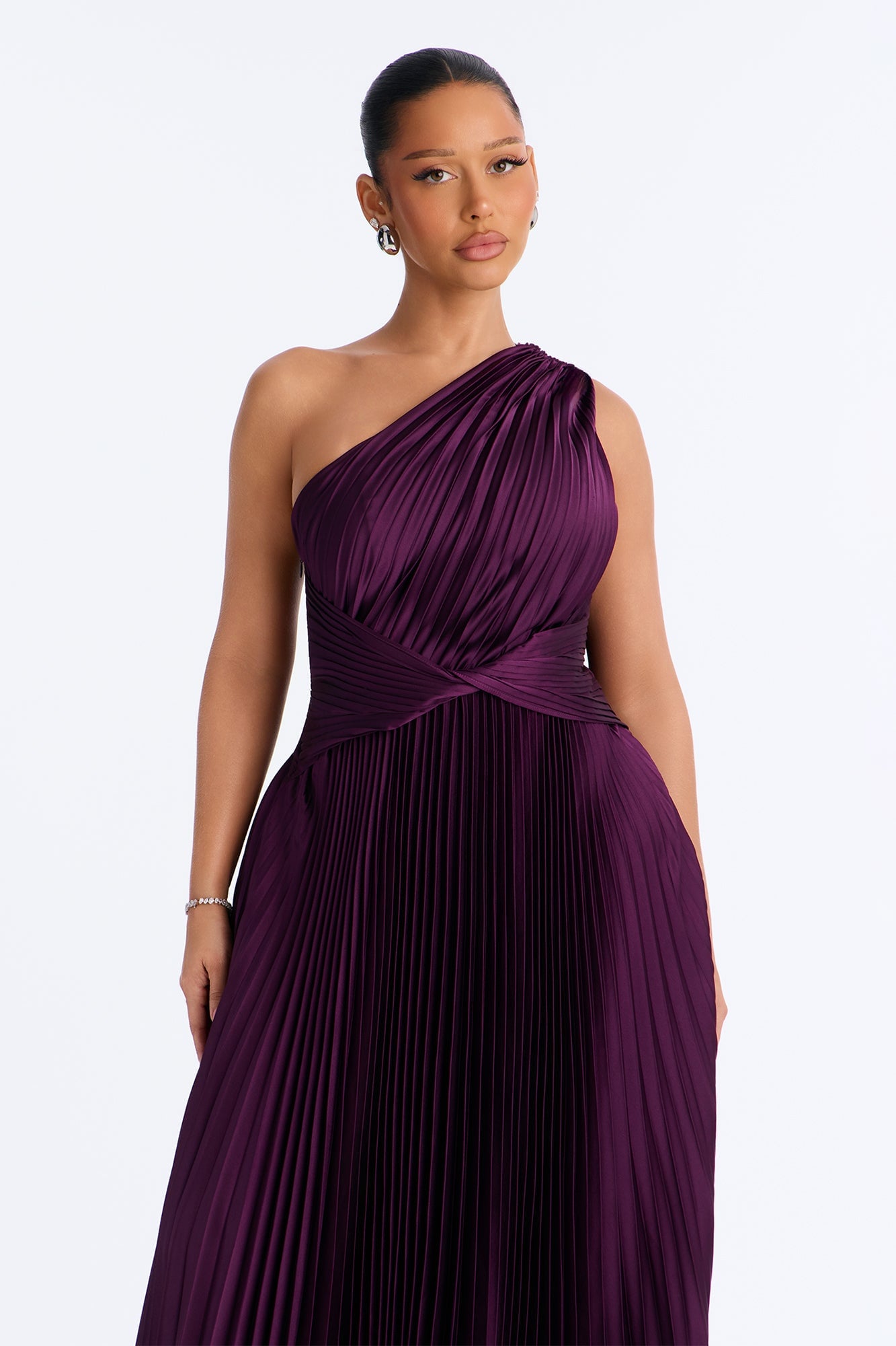 Athena Pleated Maxi Dress - Plum image 5
