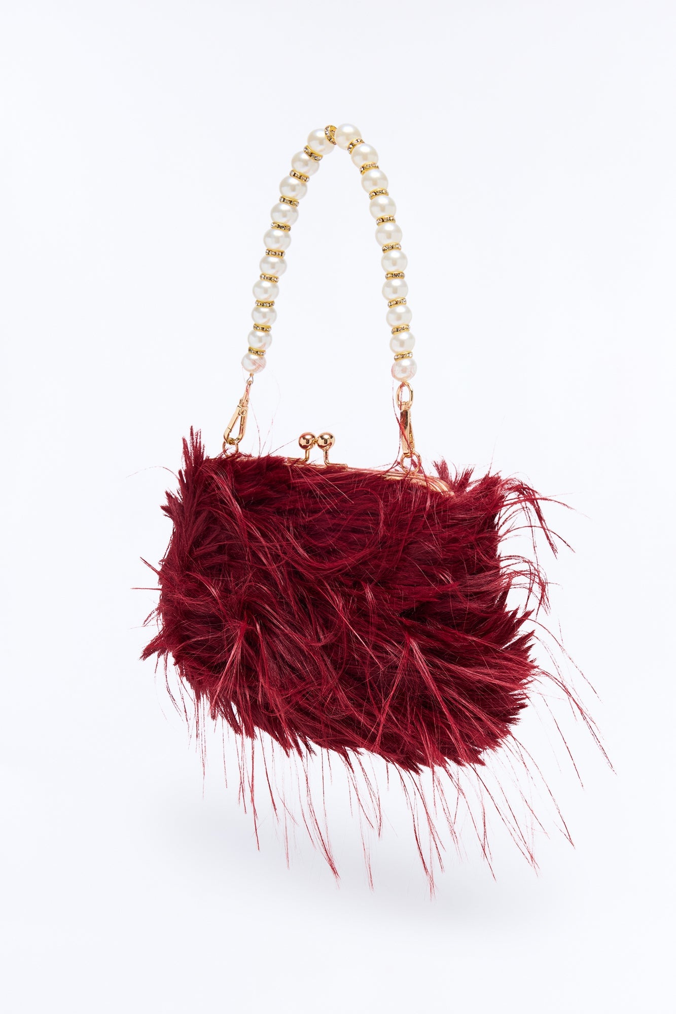 Double Date Faux Fur Clutch - Burgundy image 4
