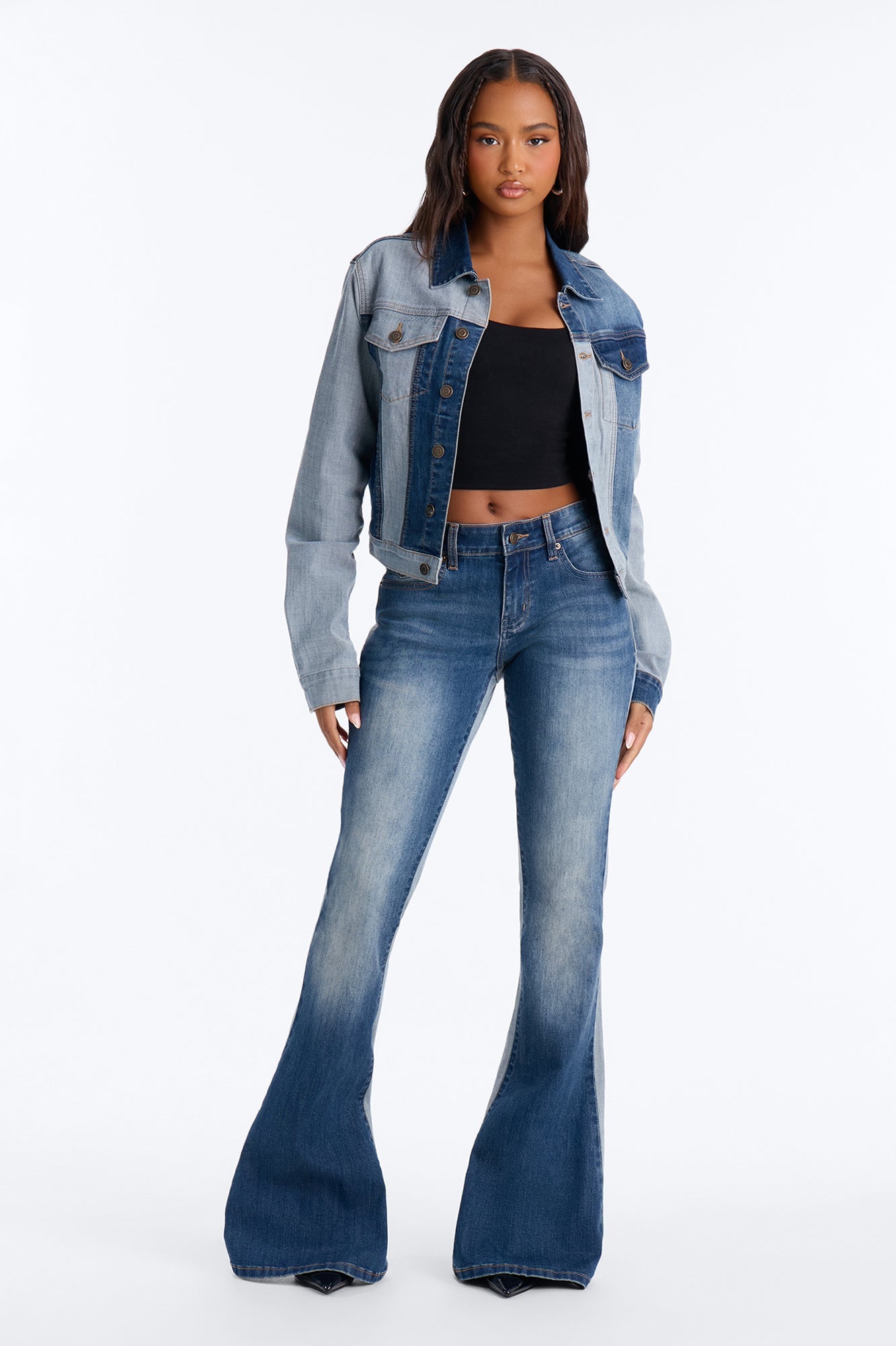 San Marcos Two Tone Stretch Denim Trucker Jacket - Dark Wash image 6