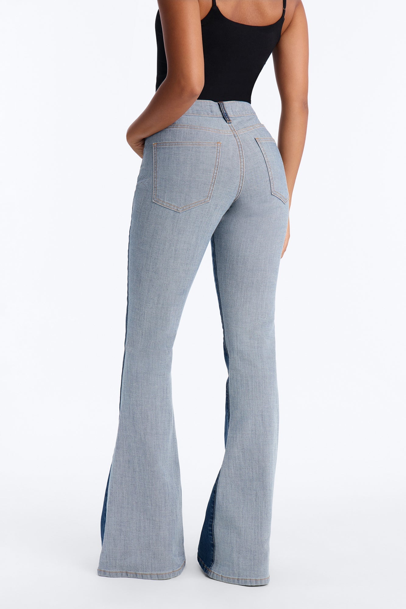 San Marcos Stretch Two Tone Low Rise Flare Jeans - Dark Wash image 8