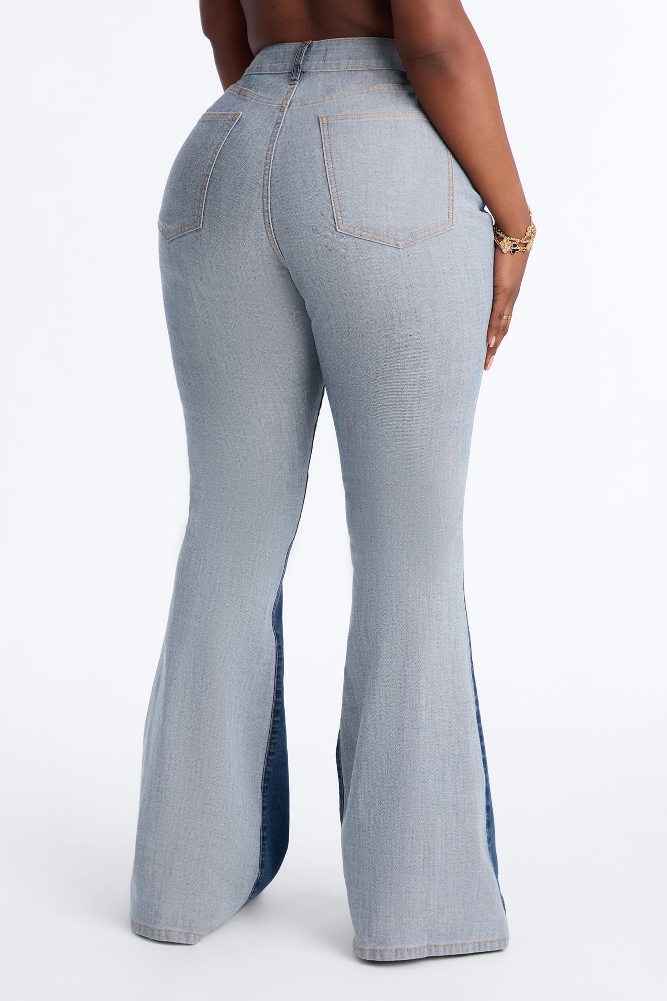 San Marcos Stretch Two Tone Low Rise Flare Jeans - Dark Wash image 4