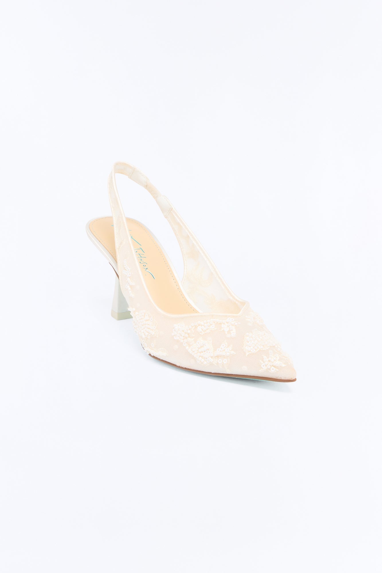 Betsey Johnson Nikki Mesh Embroidered Slingback Pumps - Ivory image 4