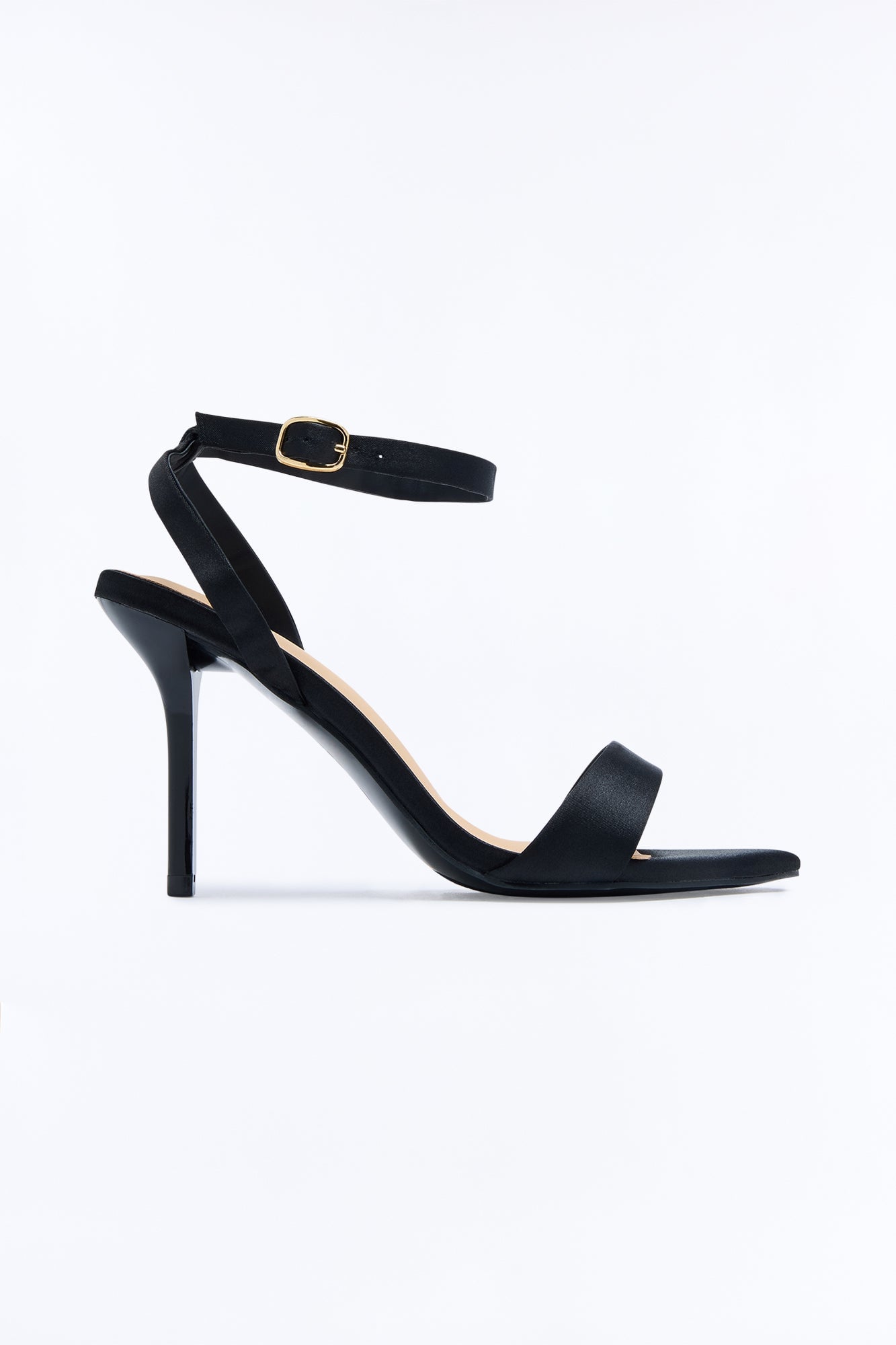 Evelyn Satin Ankle Strap Heels - Black image 3