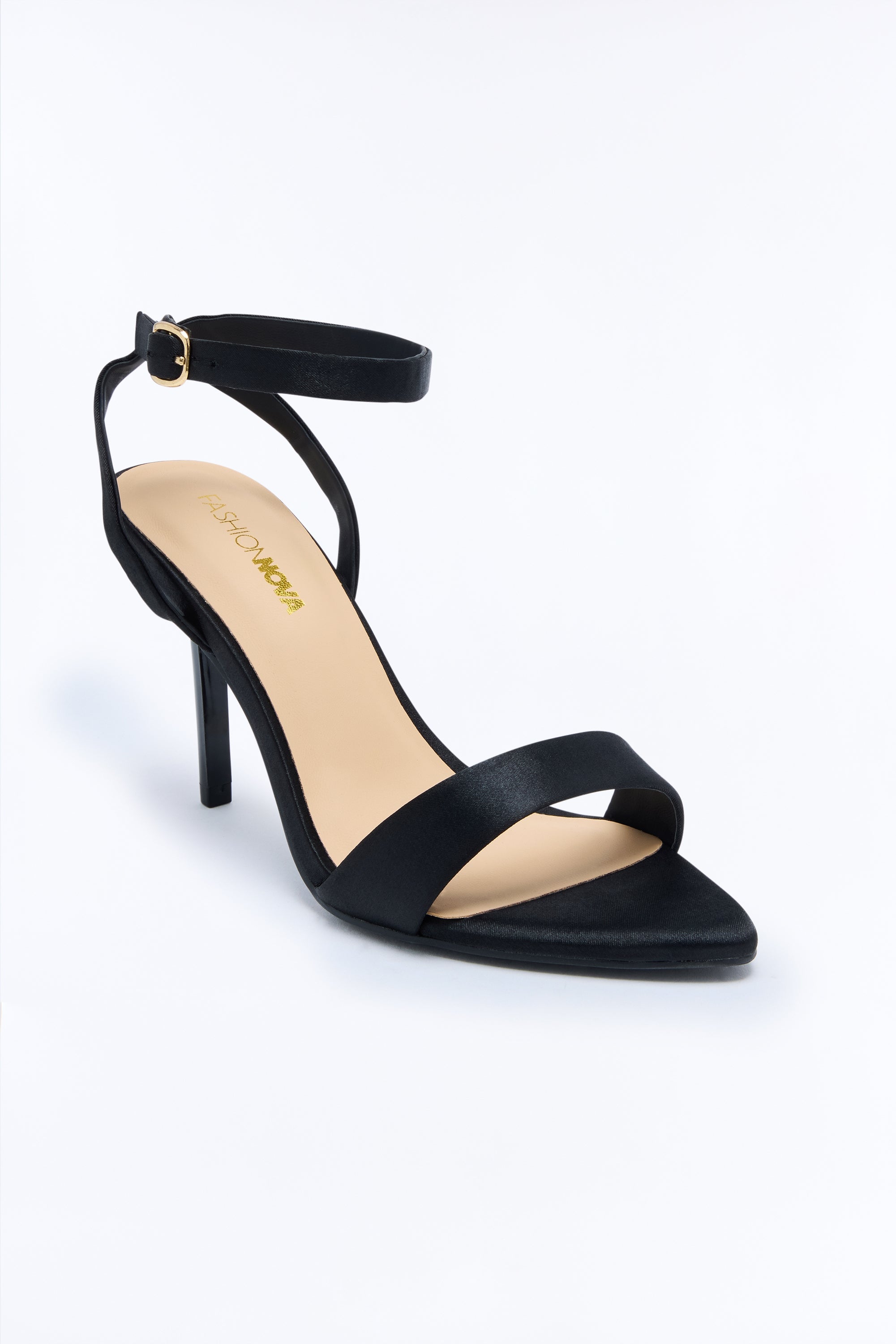 Evelyn Satin Ankle Strap Heels - Black image 4