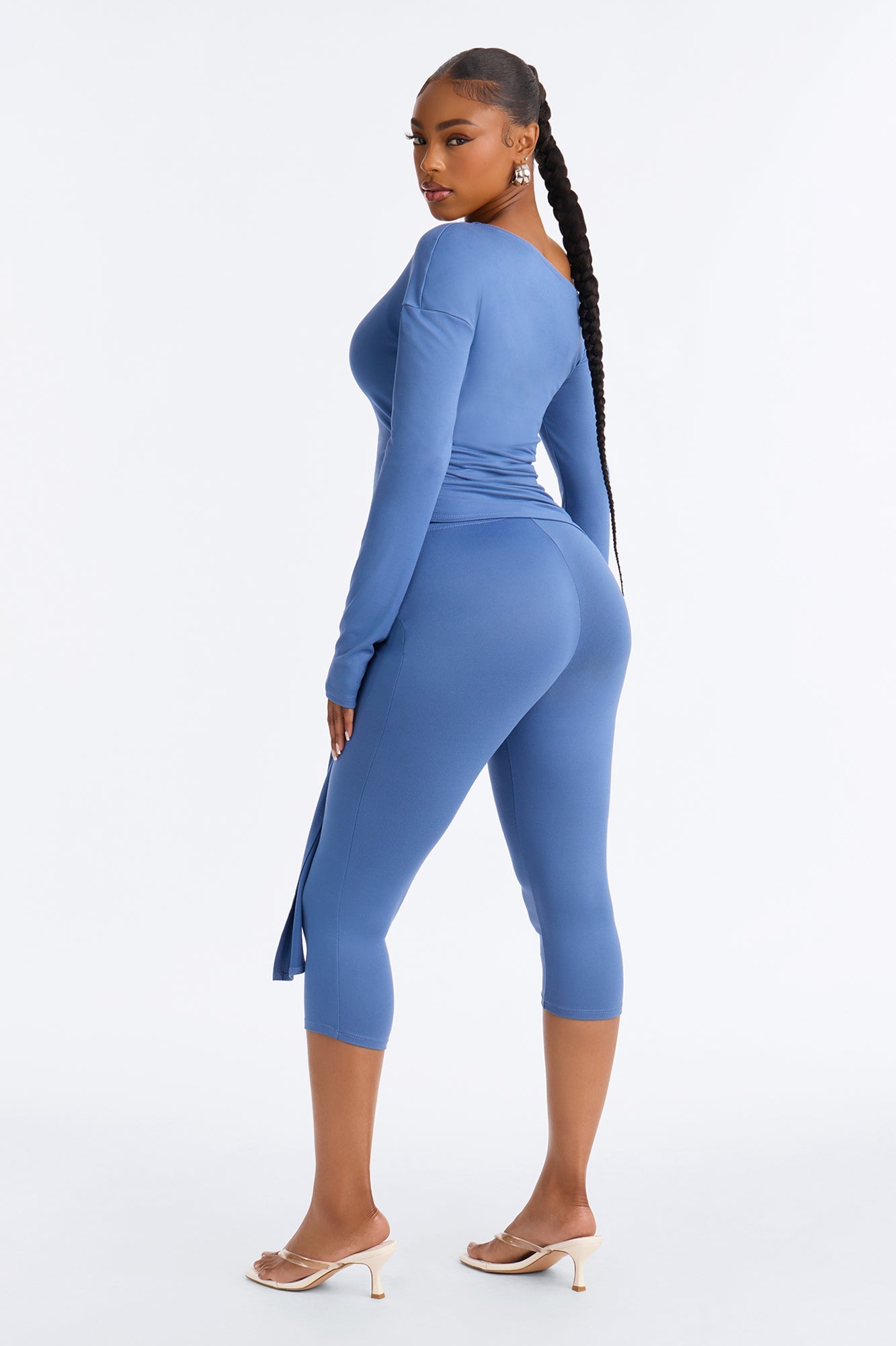 Leah Tie Waist Capri Set - Denim image 8