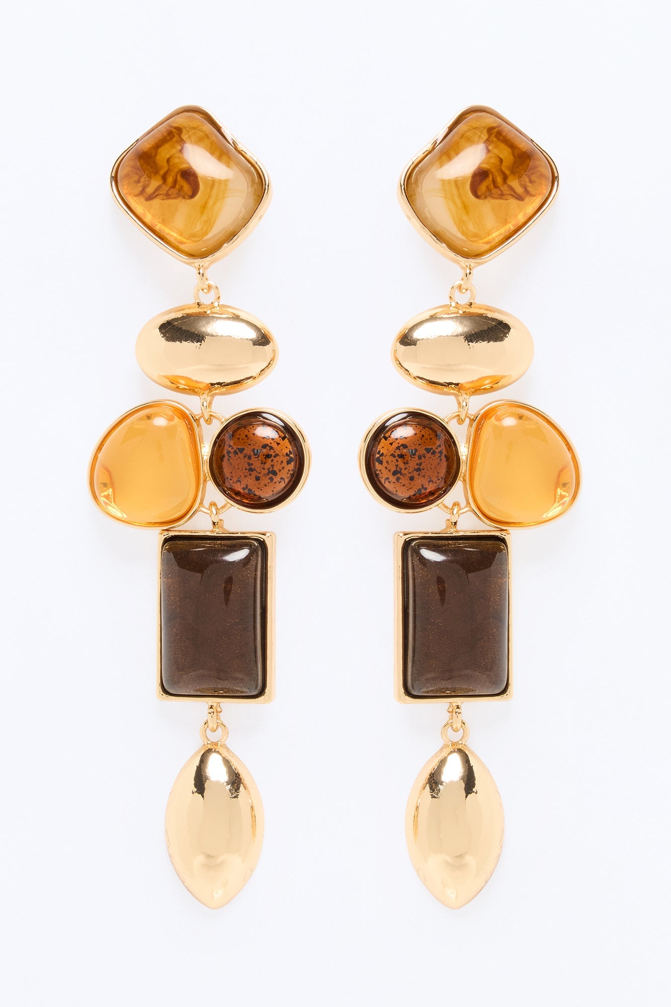 Star Dust Drop Earrings - Gold/Brown image 3