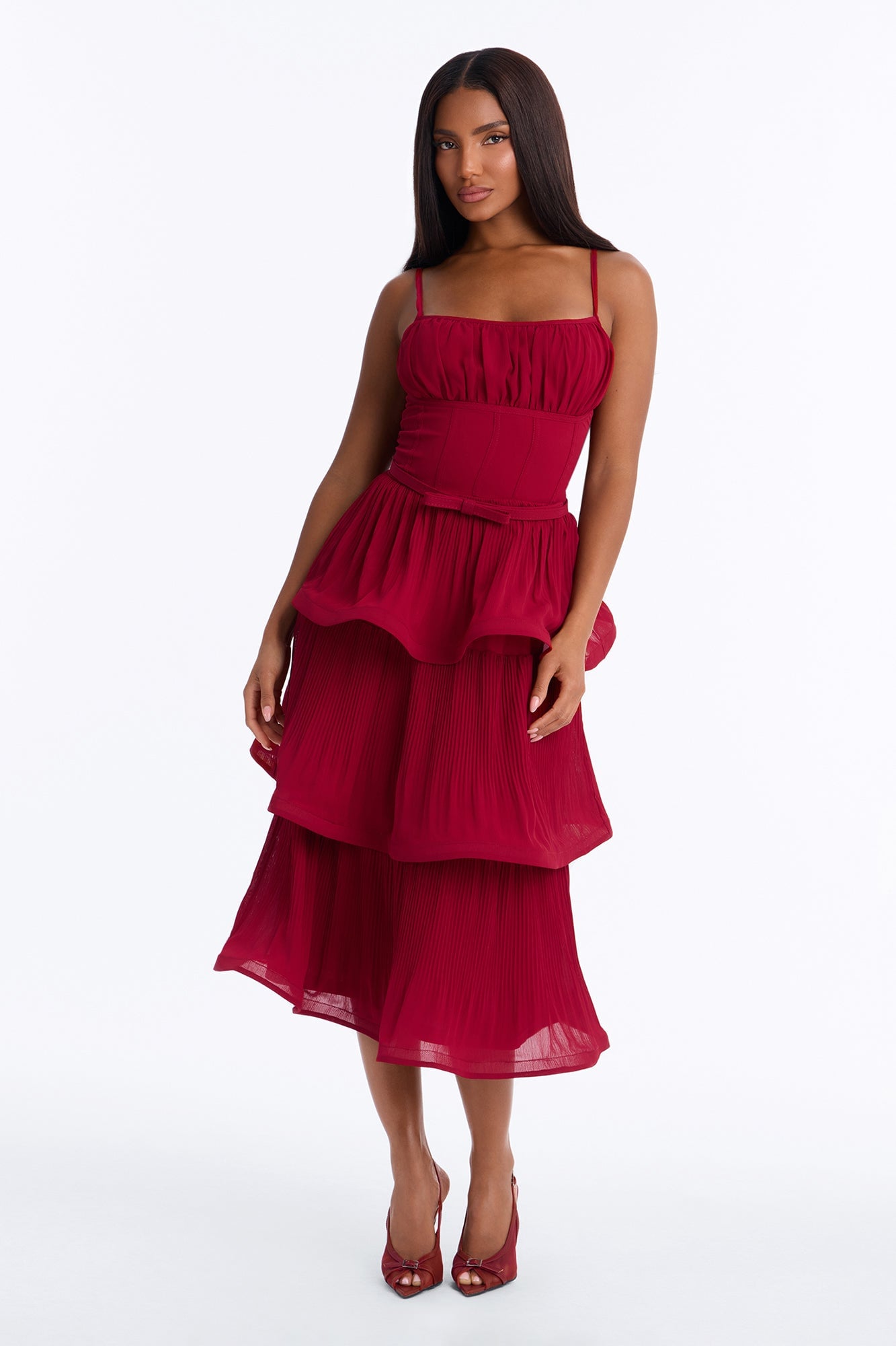 Lilia Tiered Midi Dress - Plum image 1