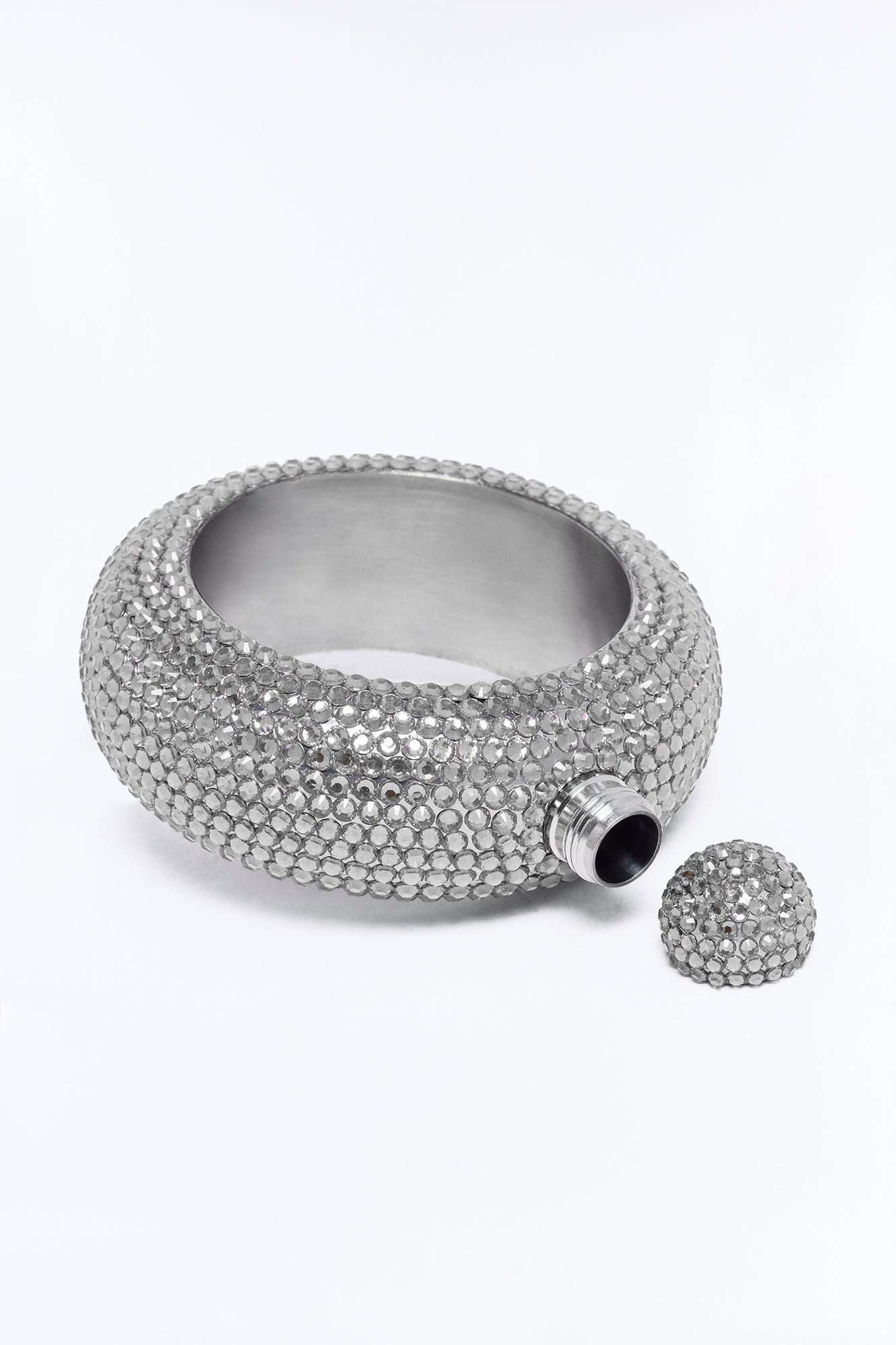 Night Out Secret Rhinestone Flask - Silver image 2