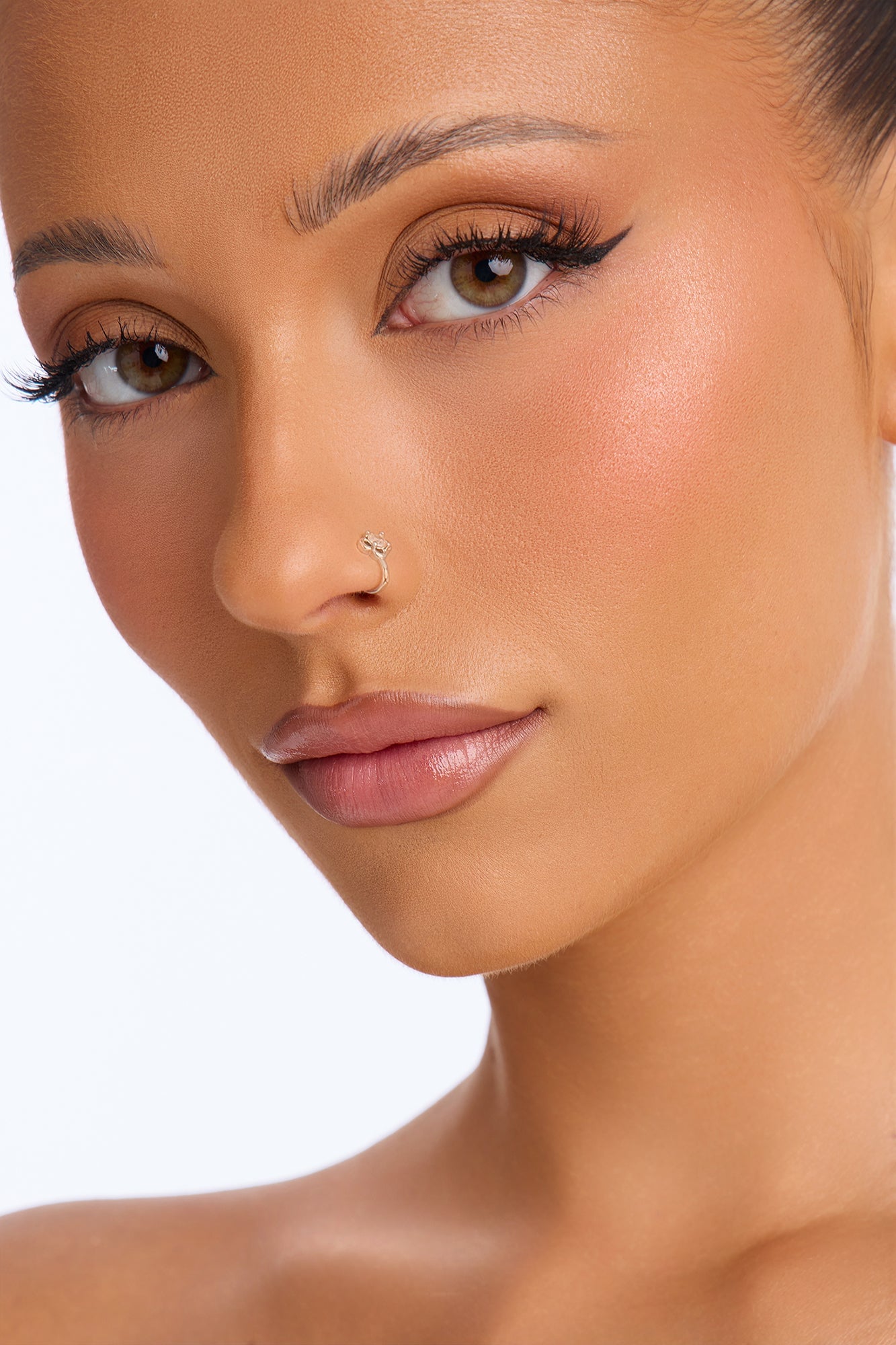Clover Faux Nose Ring - Silver image 2