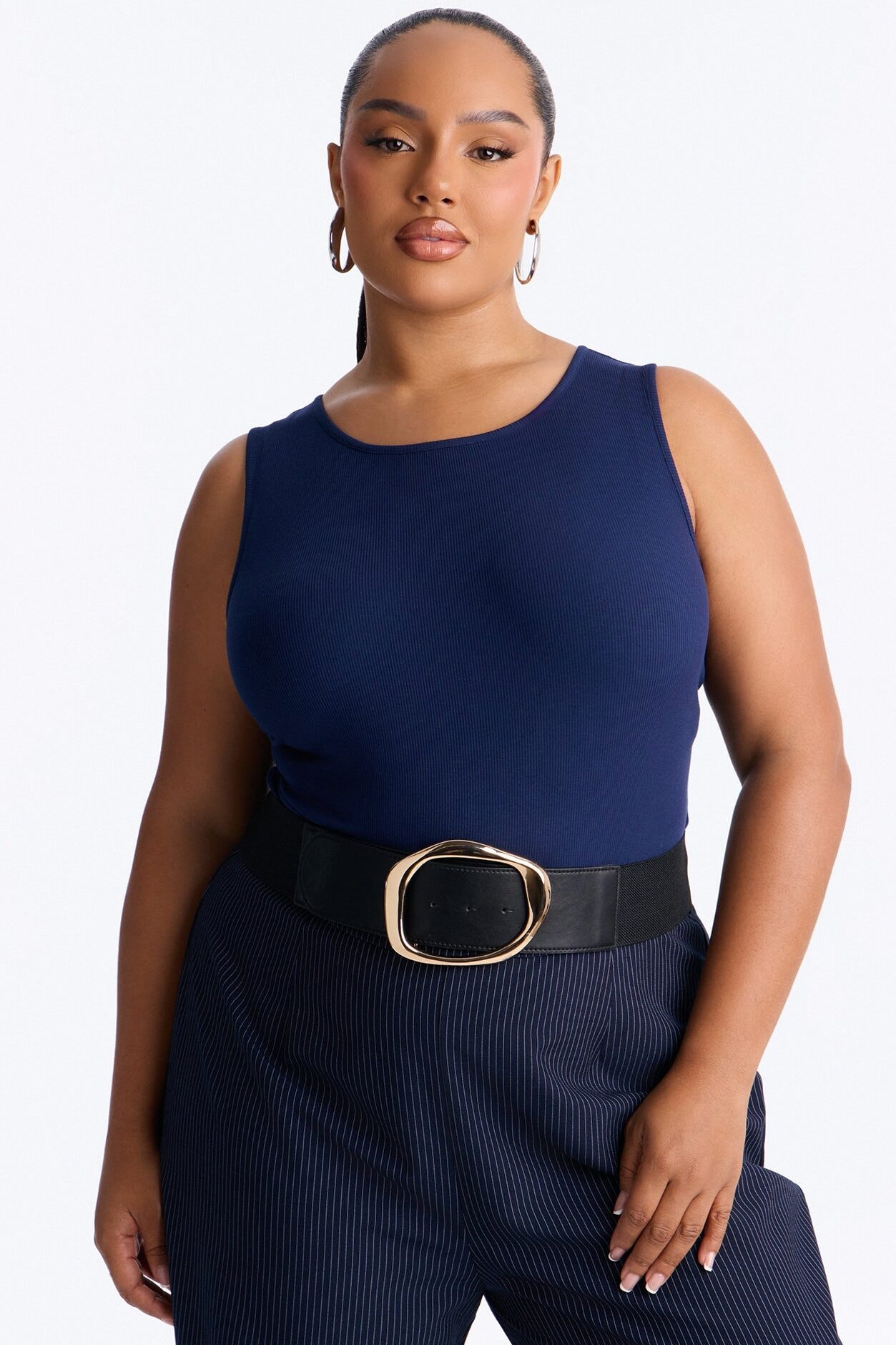 No Circling Back Wide Elastic Belt - Black image 1