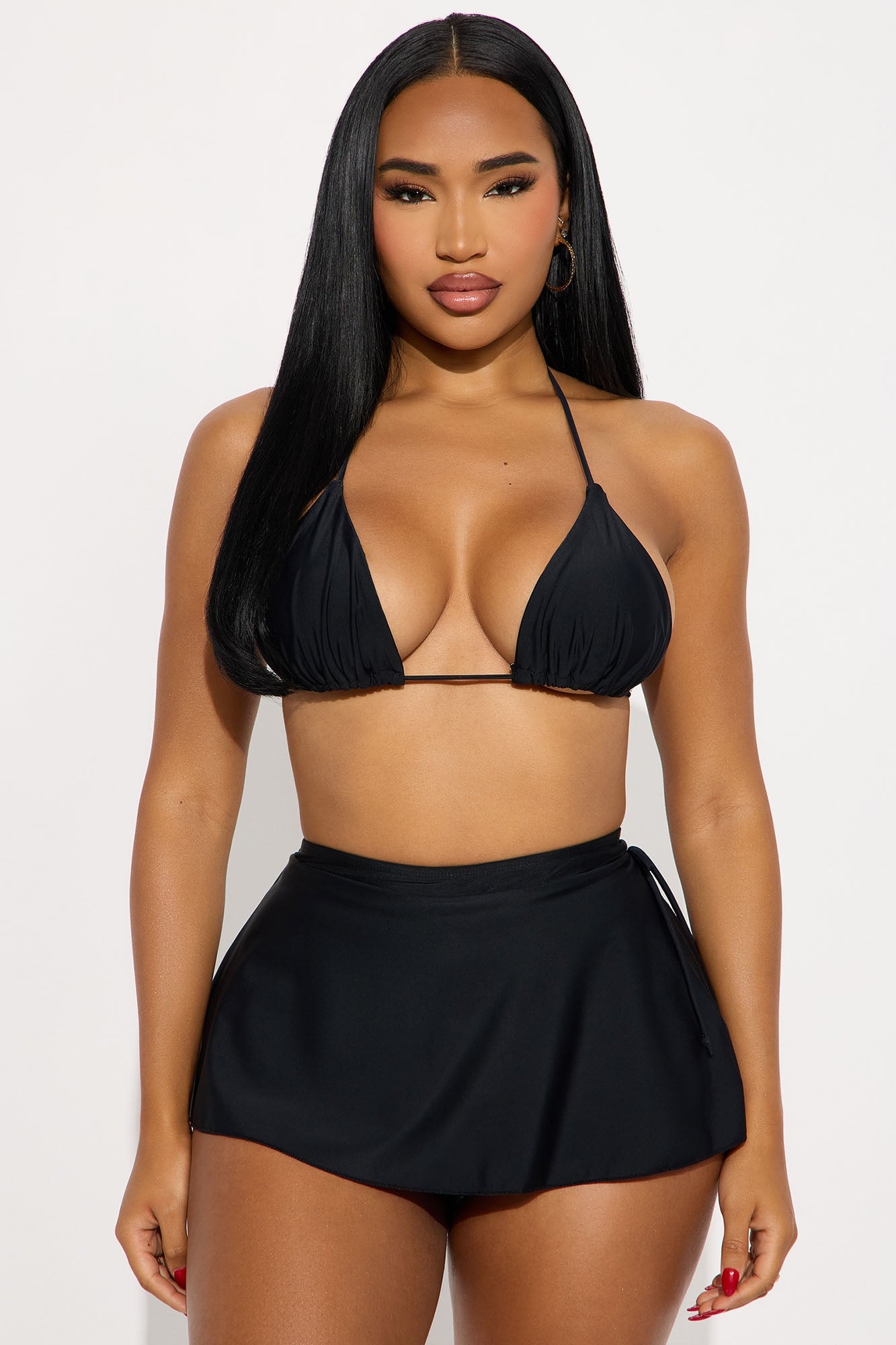 Summer Flirt Side Slit Skirtini 2 Piece Bikini - Black image 1