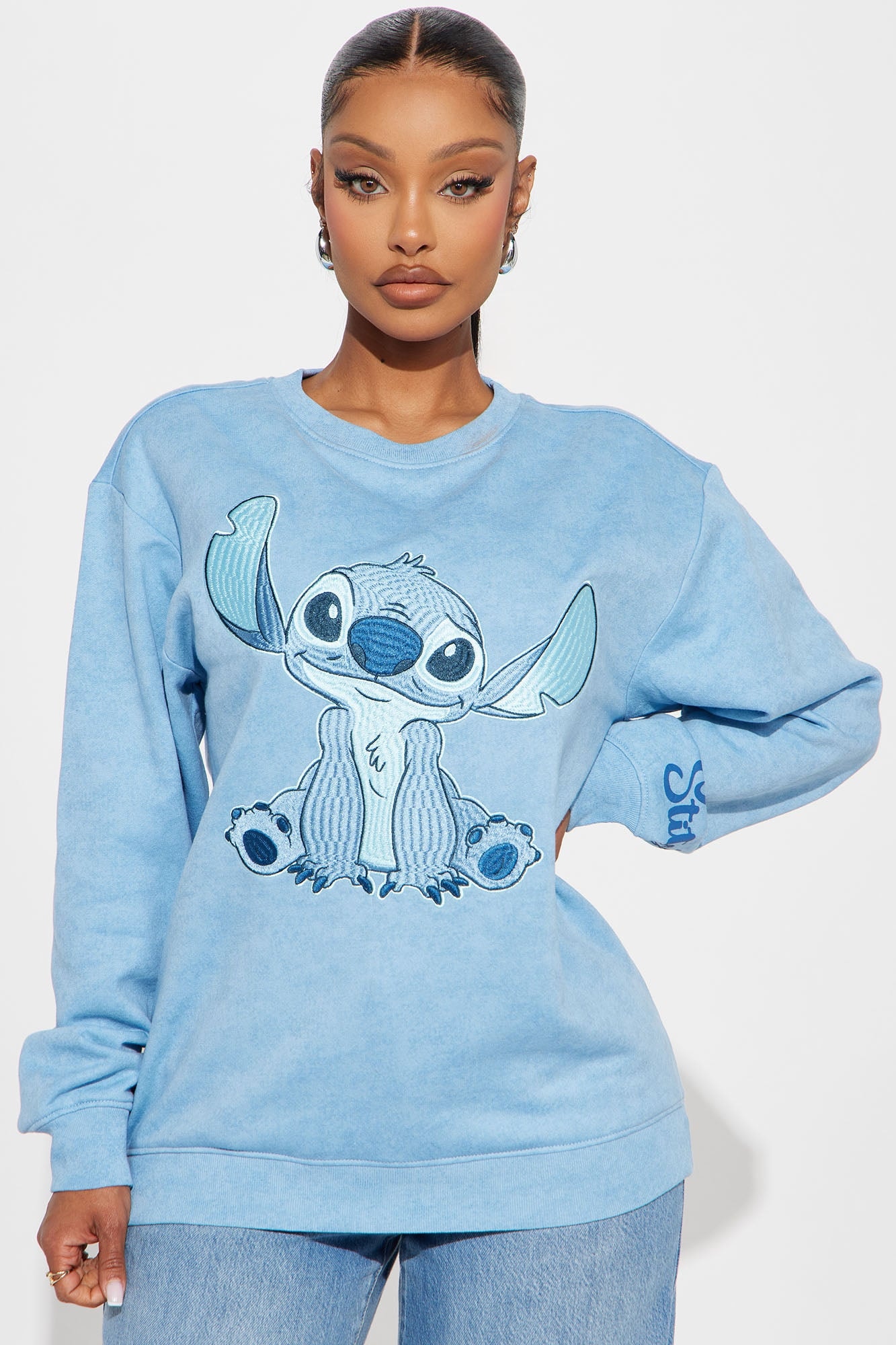 Stitch Crew Neck Sweatshirt - Blue image 1