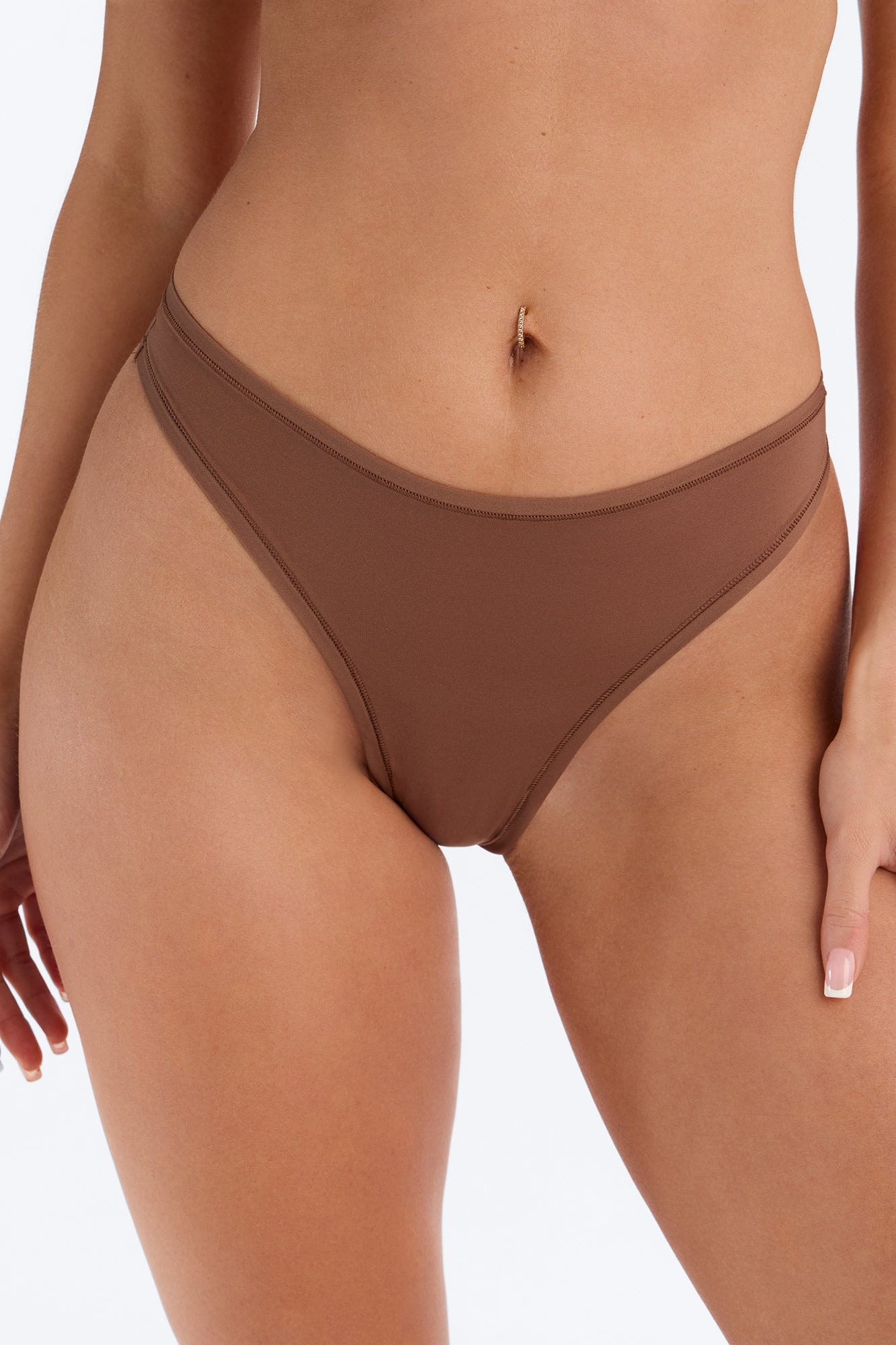 Flexible Fit Comfort Stretch Thong - Brown image 1