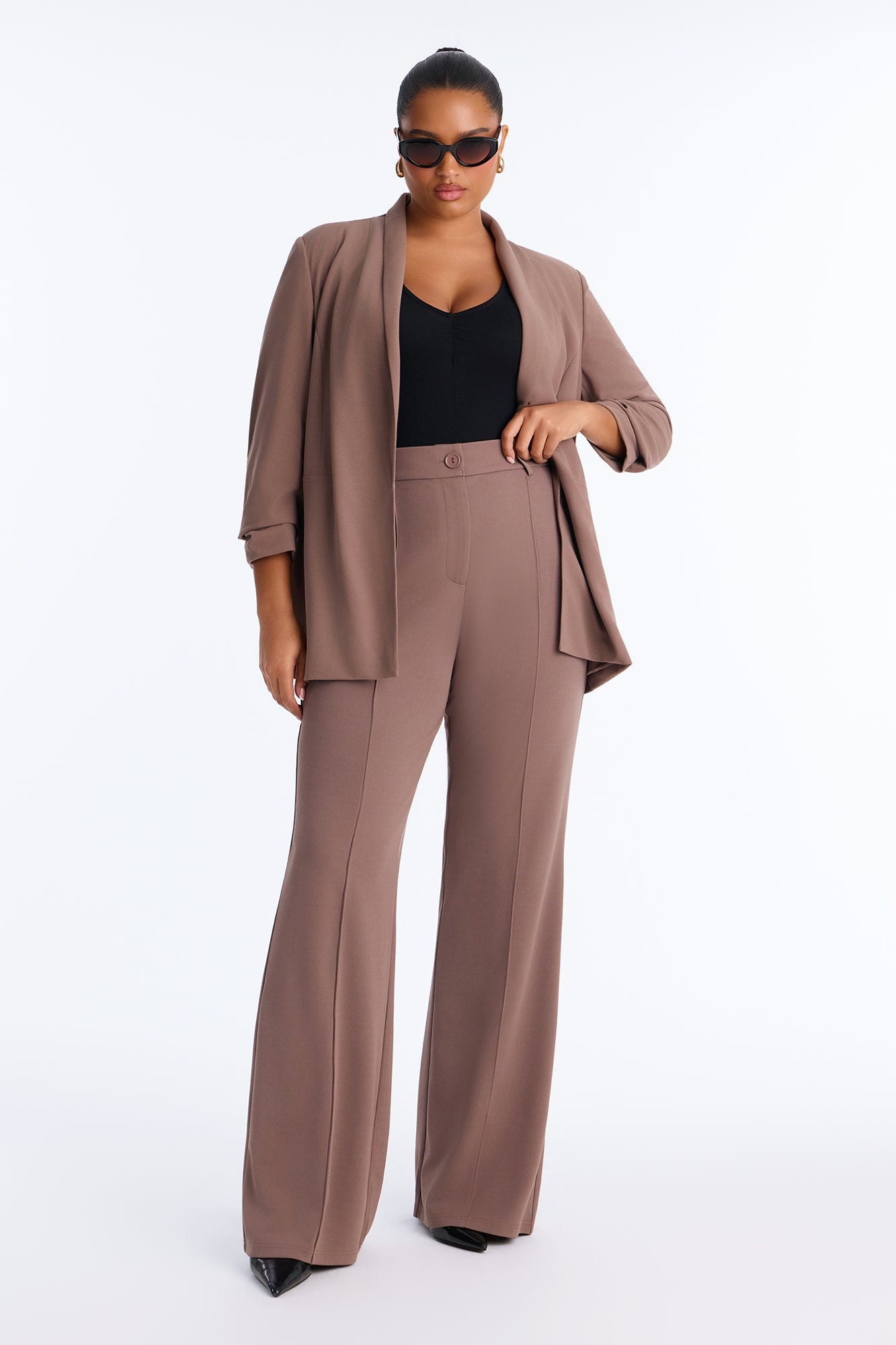 Tall Heidi Wide Leg Trouser Pant - Caffe image 1